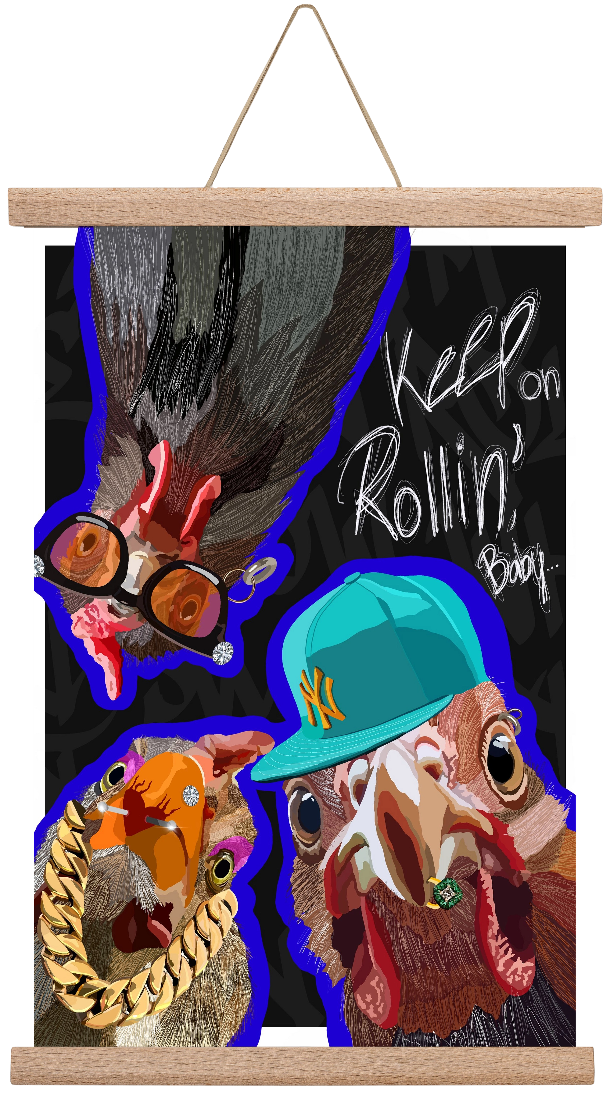 Keep on rollin', baby, 30x45 cm (30x45 cm), Tölgy akasztó