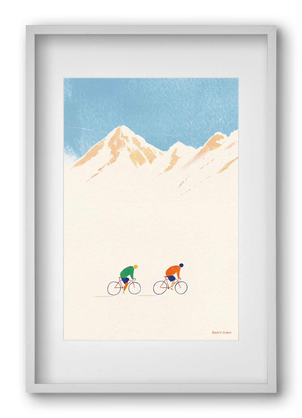 Cycling in the mountains, 40x60 cm (30x45 cm), Fehér keret, paszpartuval