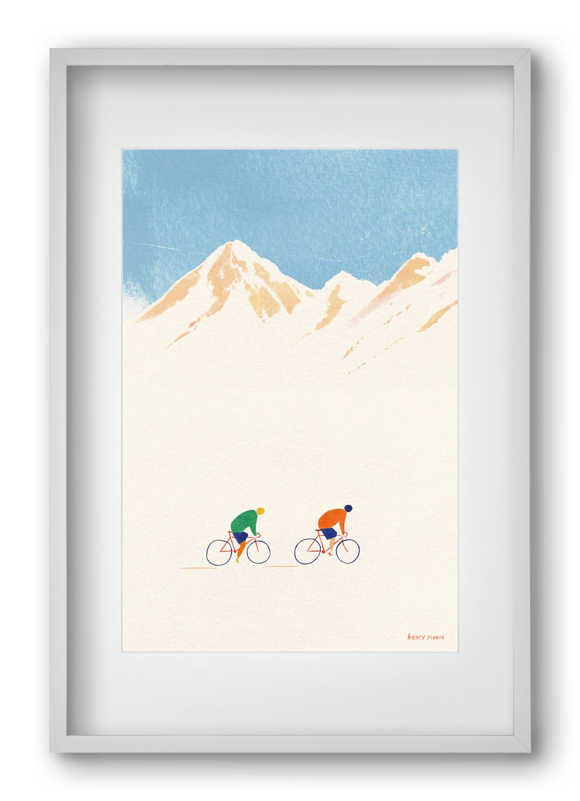 Cycling in the mountains, 40x60 cm (30x45 cm), Fehér keret, paszpartuval
