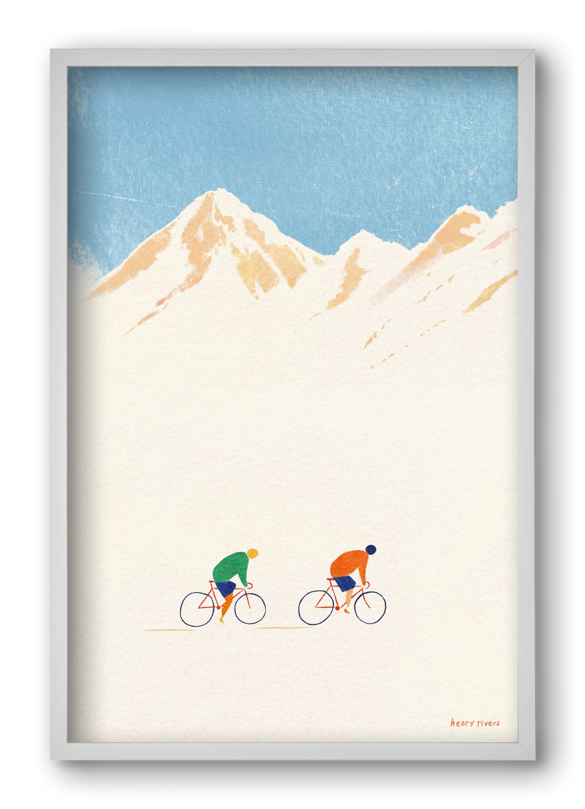 Cycling in the mountains, 40x60 cm (40x60 cm), Fehér keret