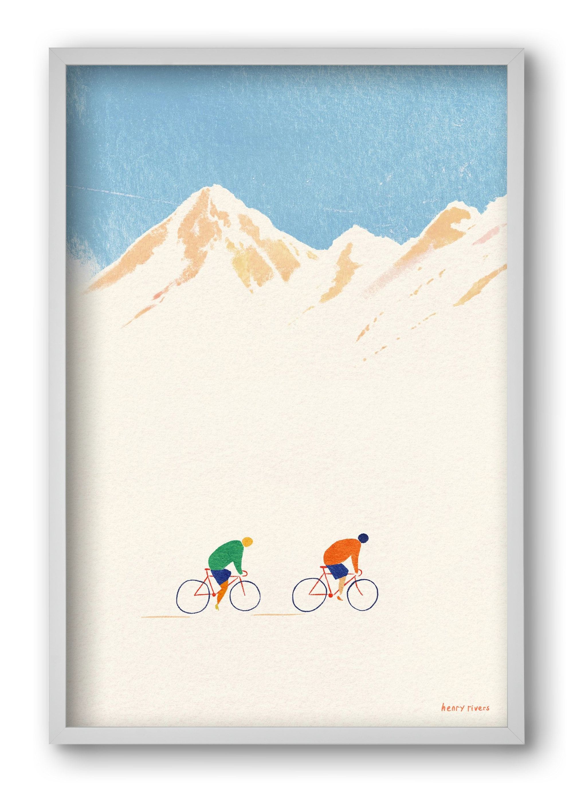 Cycling in the mountains, 40x60 cm (40x60 cm), Fehér keret