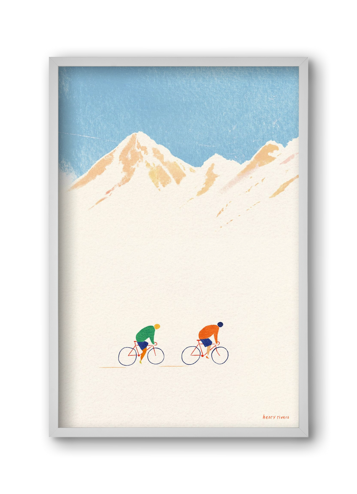 Cycling in the mountains, 30x45 cm (30x45 cm), Fehér keret