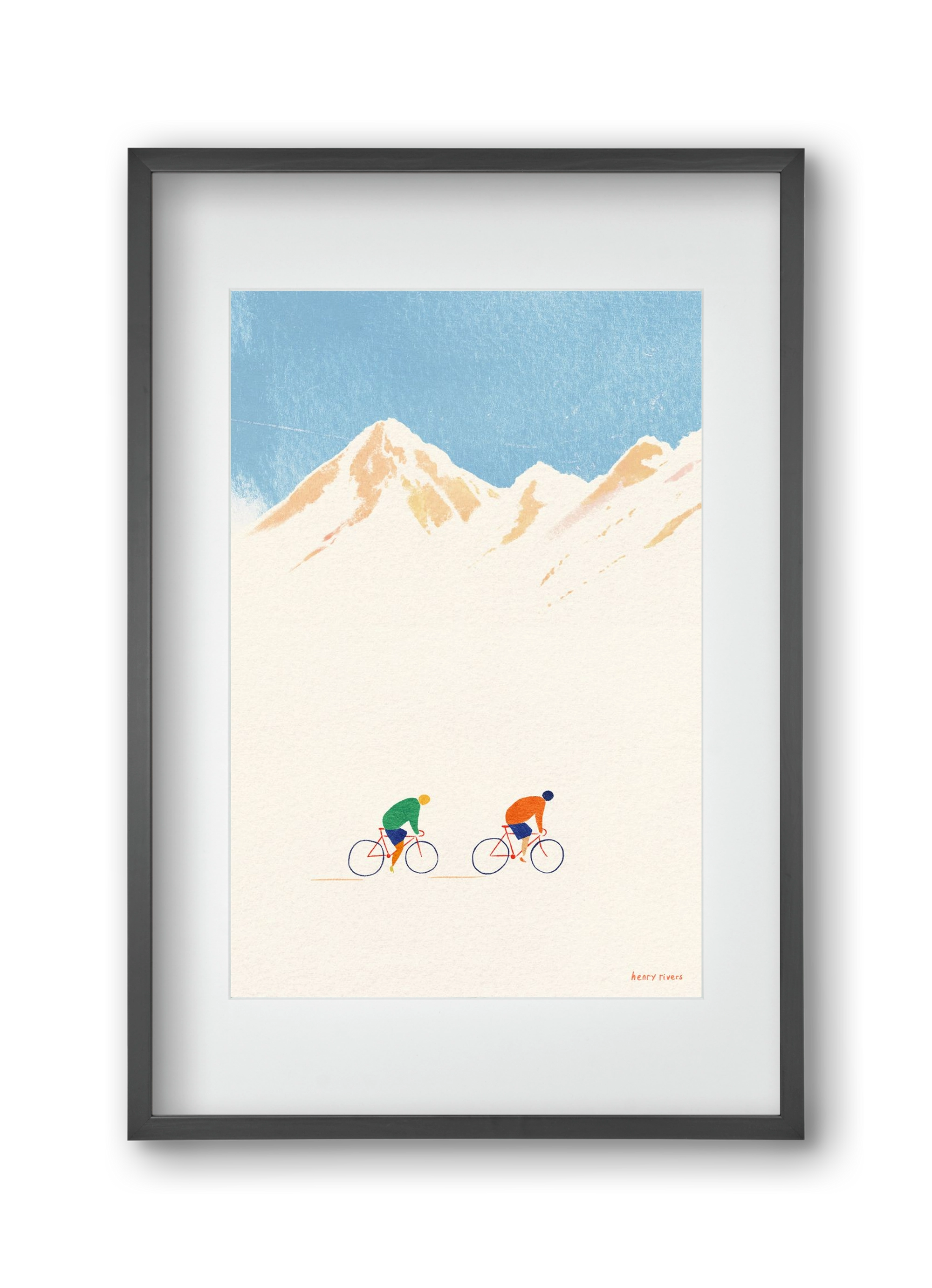 Cycling in the mountains, 30x45 cm (20x30 cm), Fekete keret, paszpartuval