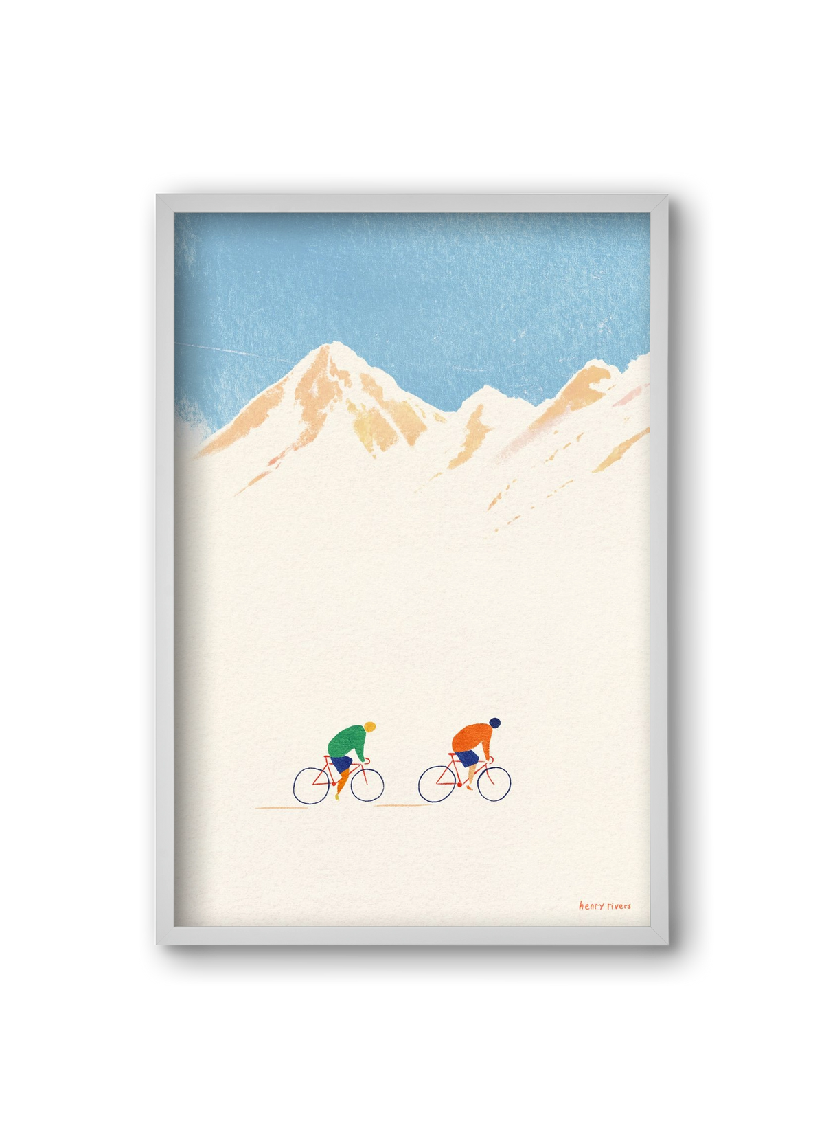 Cycling in the mountains, 20x30 cm (20x30 cm), Fehér keret