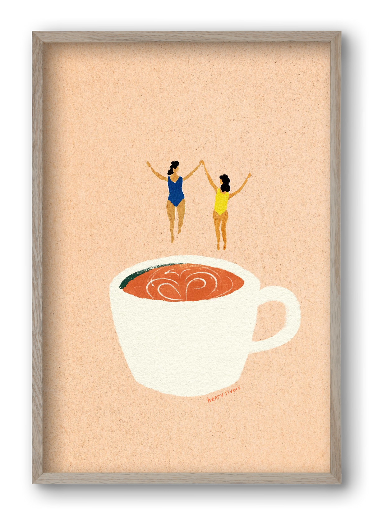 Coffee party, 40x60 cm (40x60 cm), Tölgy keret