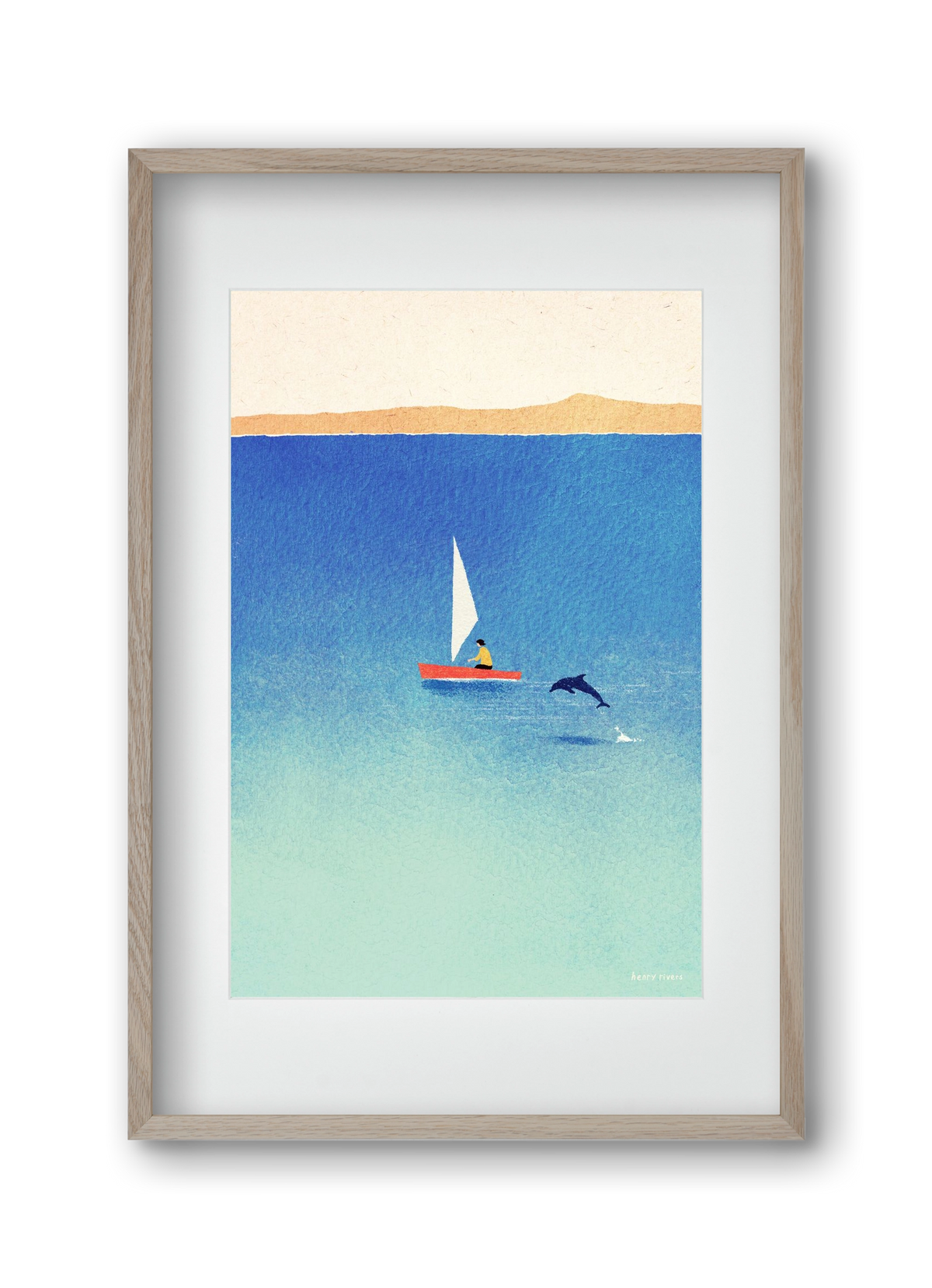 My dolphin friend, 30x45 cm (20x30 cm), Tölgy keret, paszpartuval