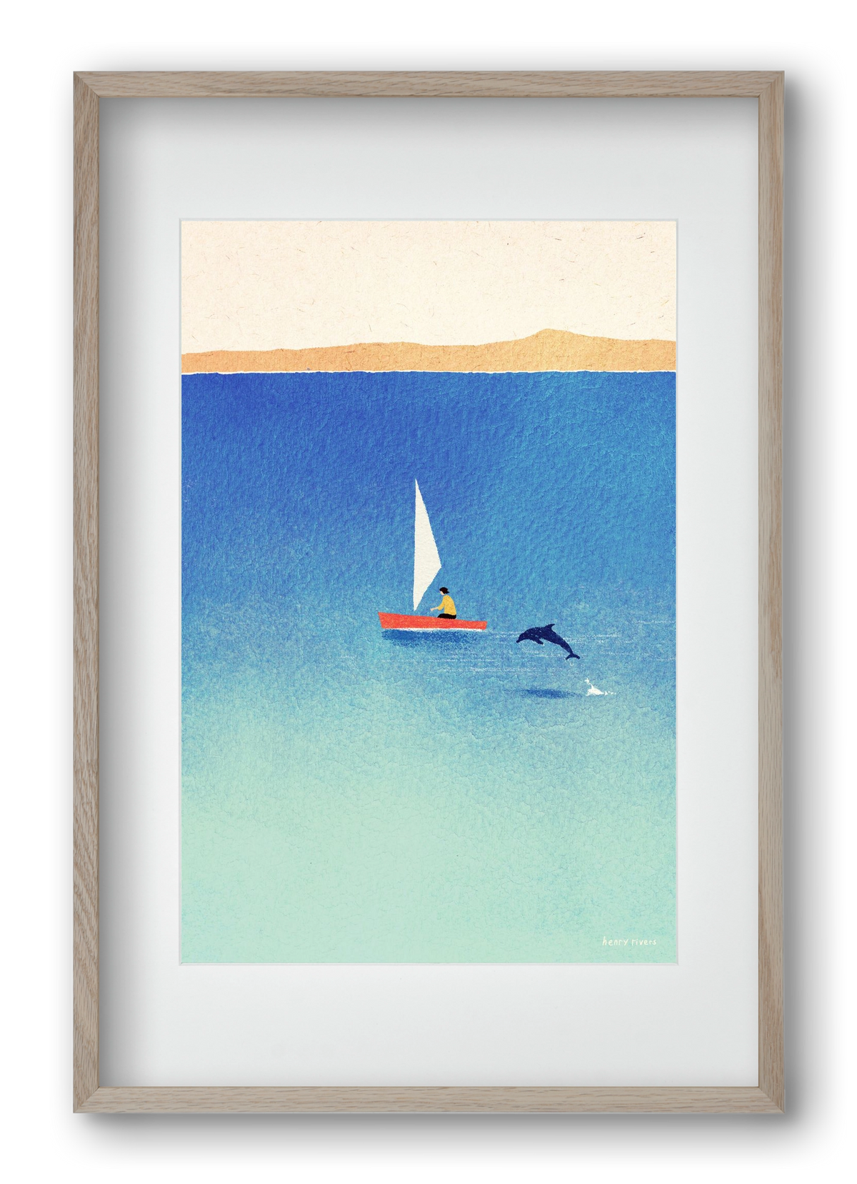 My dolphin friend, 40x60 cm (30x45 cm), Tölgy keret, paszpartuval