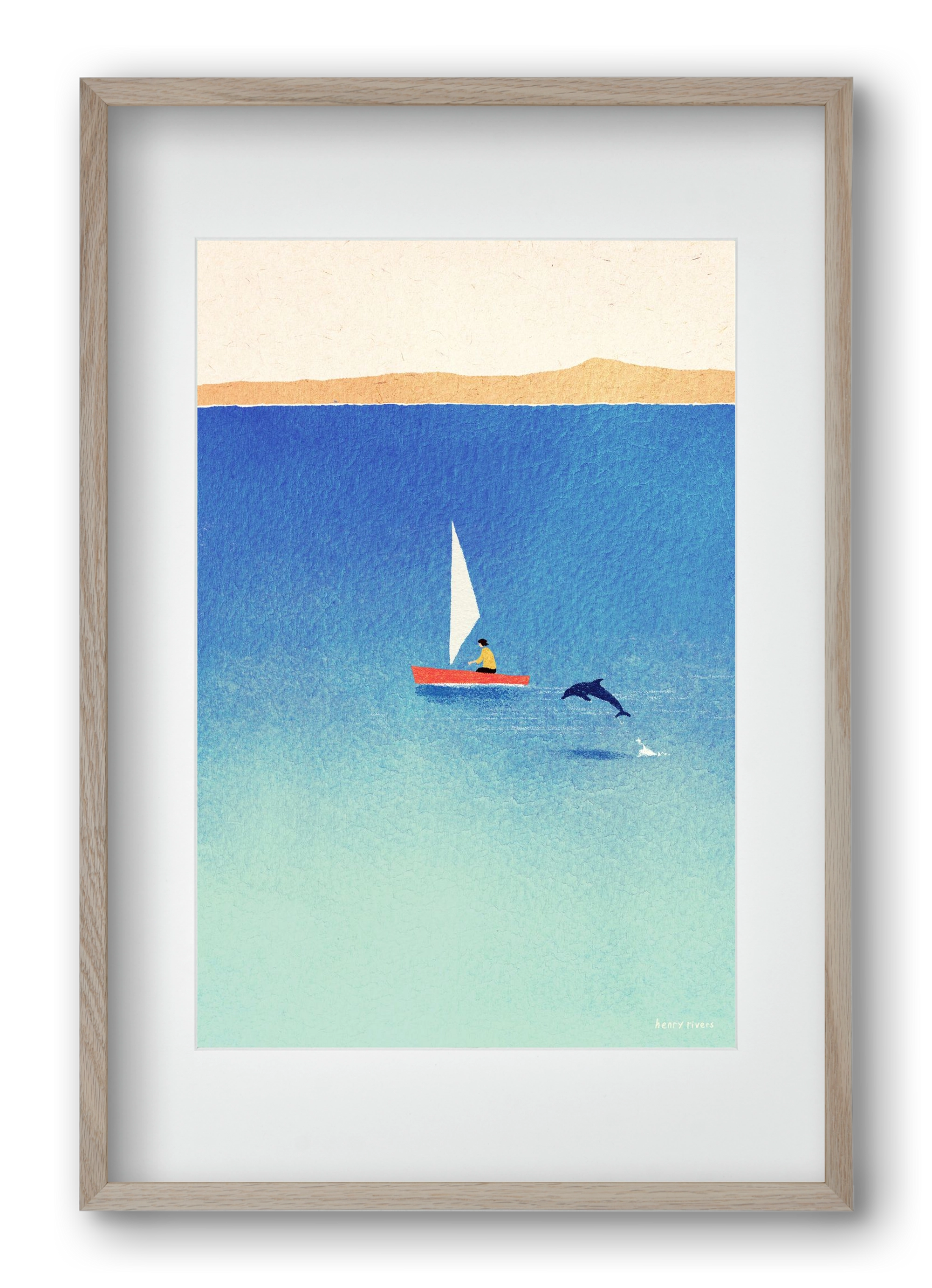 My dolphin friend, 40x60 cm (30x45 cm), Tölgy keret, paszpartuval