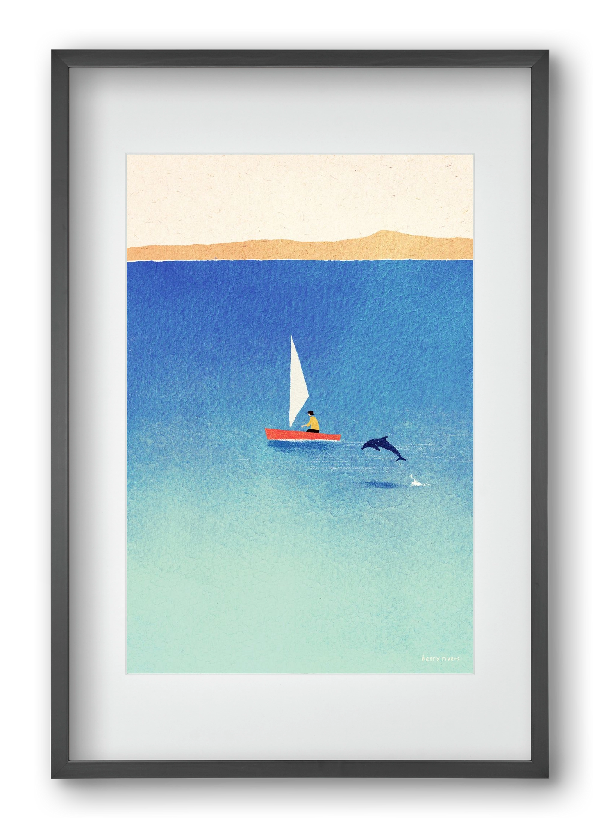 My dolphin friend, 40x60 cm (30x45 cm), Fekete keret, paszpartuval