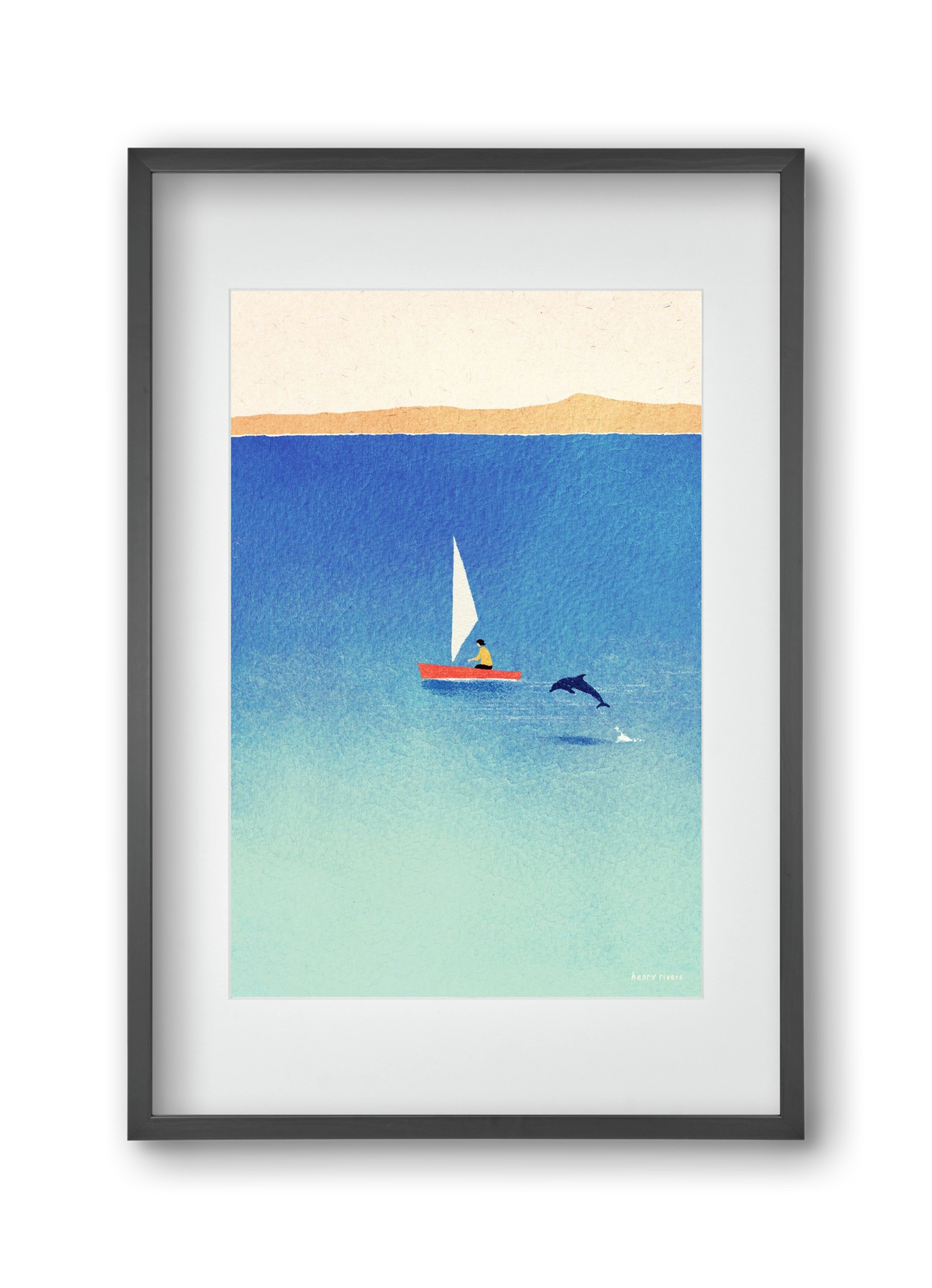 My dolphin friend, 30x45 cm (20x30 cm), Fekete keret, paszpartuval