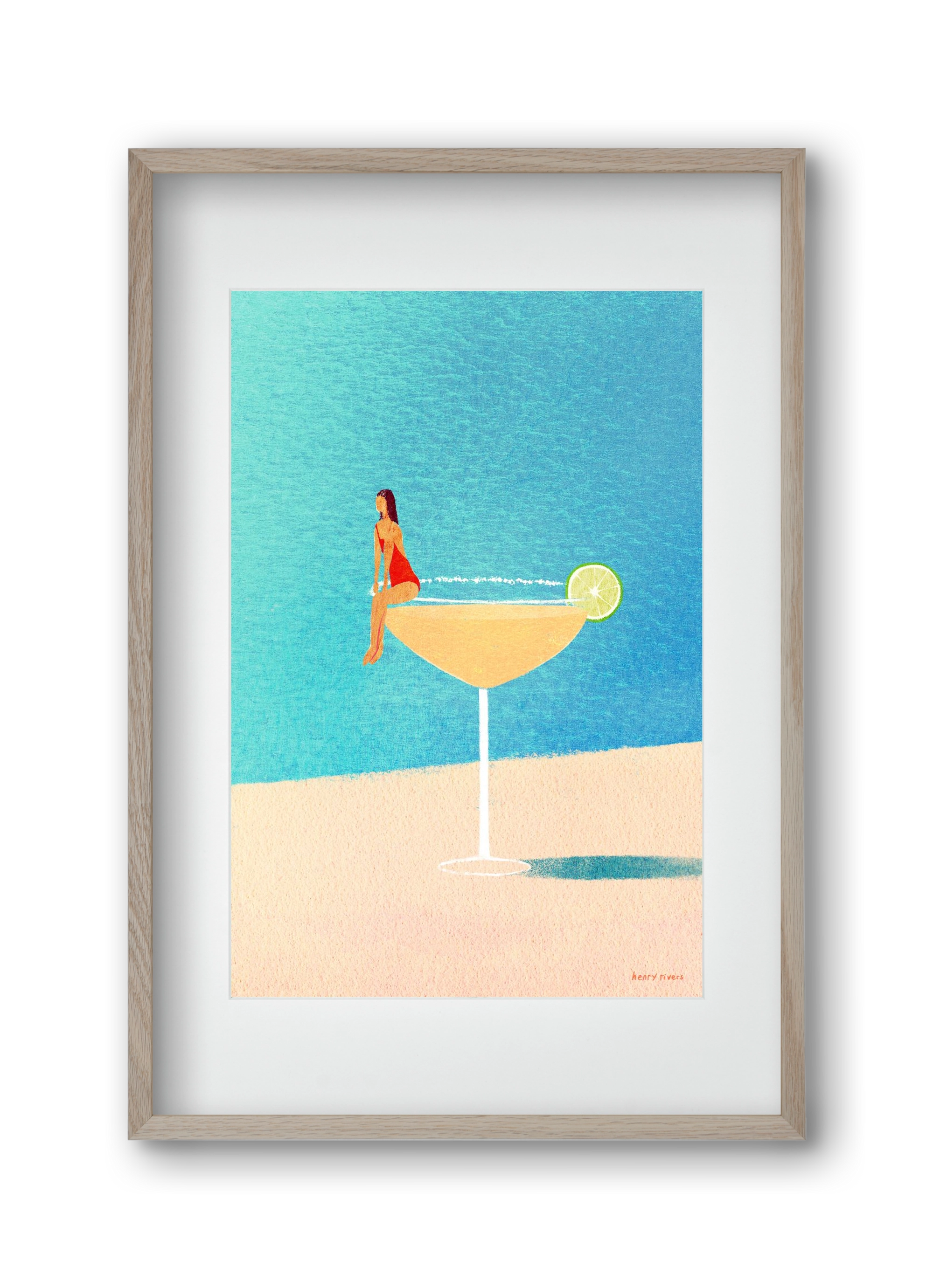 Poolside Margarita, 30x45 cm (20x30 cm), Tölgy keret, paszpartuval
