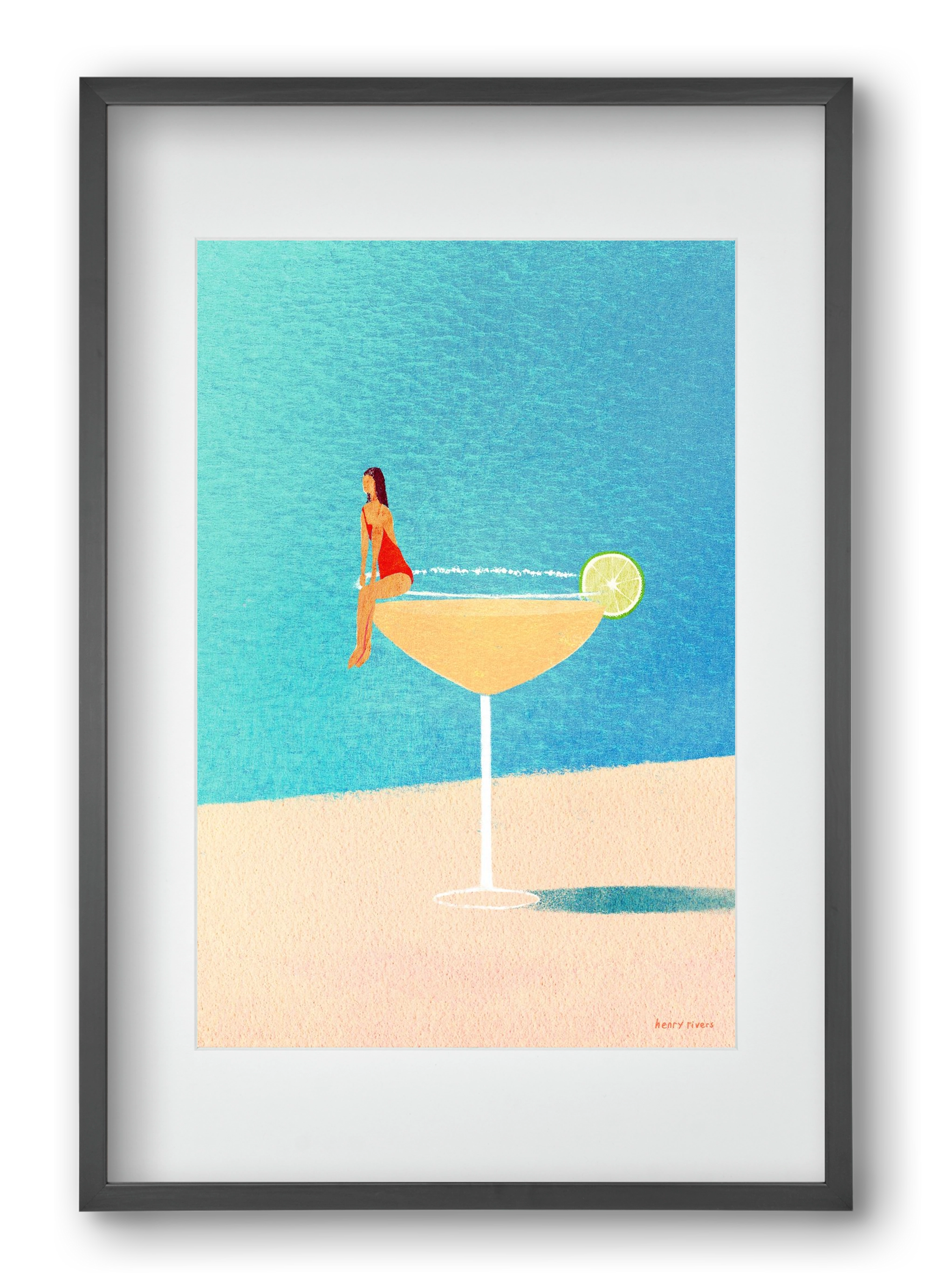 Poolside Margarita, 40x60 cm (30x45 cm), Fekete keret, paszpartuval