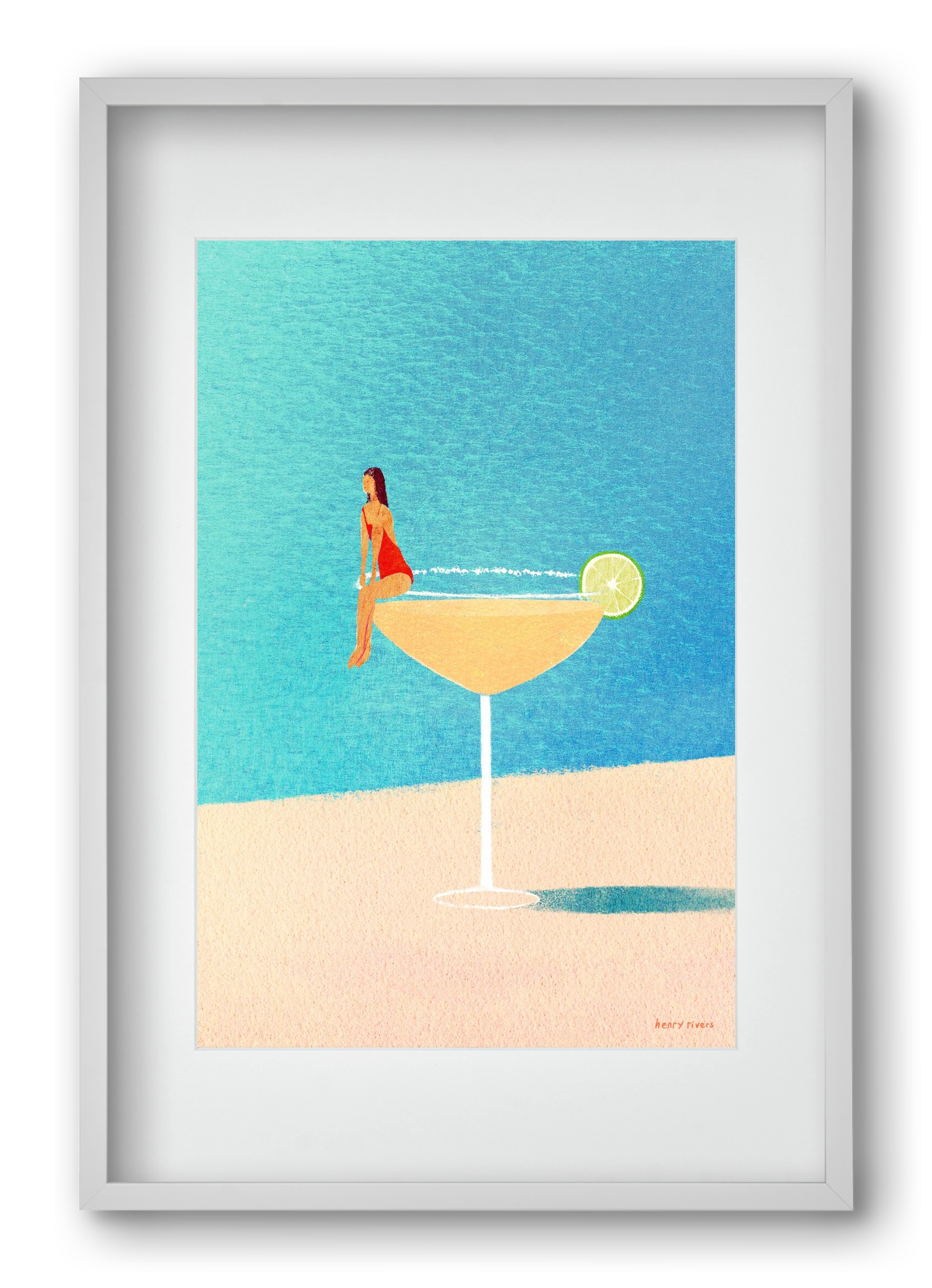 Poolside Margarita, 40x60 cm (30x45 cm), Fehér keret, paszpartuval
