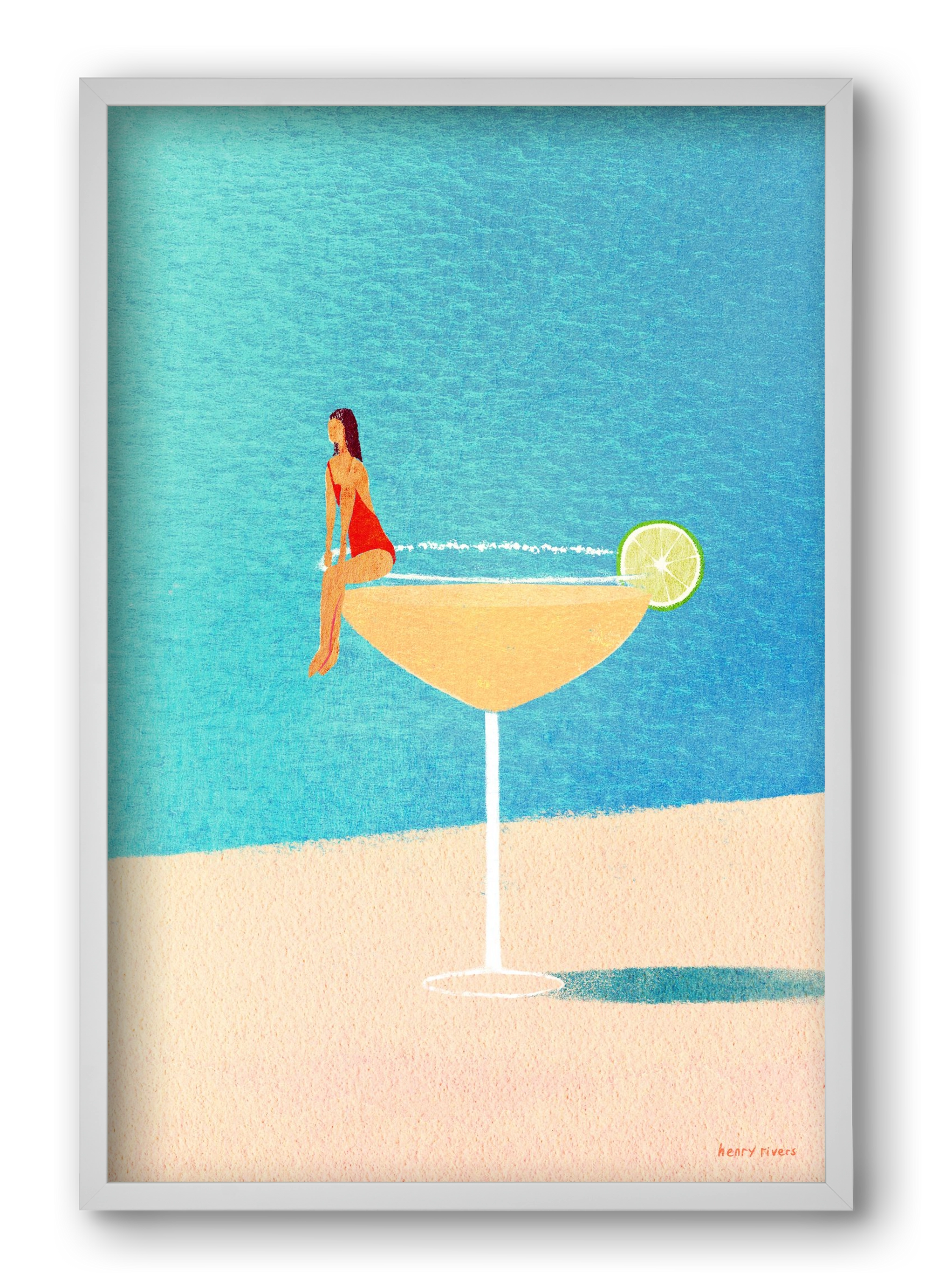 Poolside Margarita, 40x60 cm (40x60 cm), Fehér keret