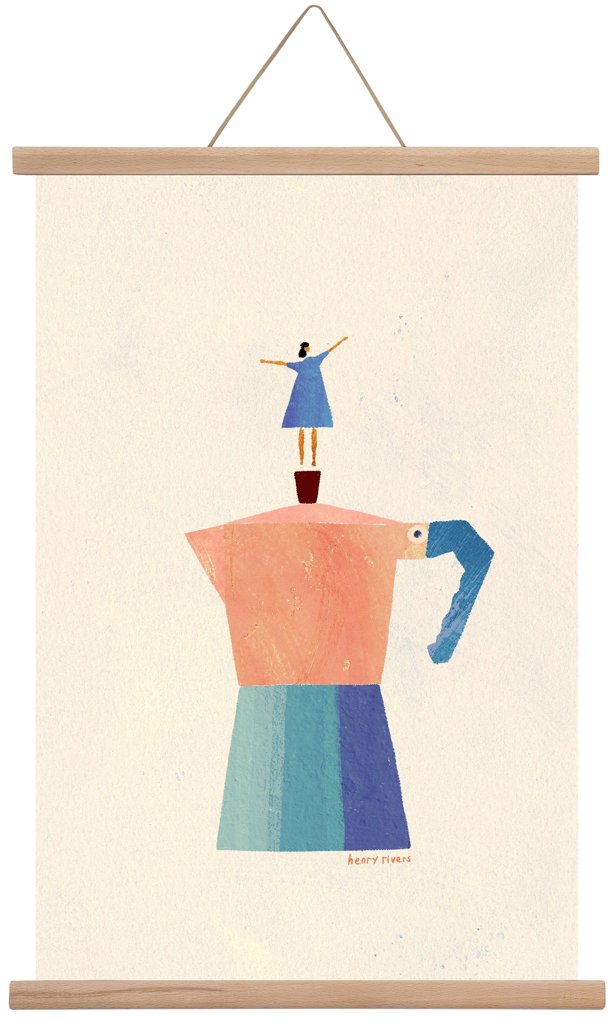 Good Morning Coffee, 40x60 cm (40x60 cm), Tölgy akasztó