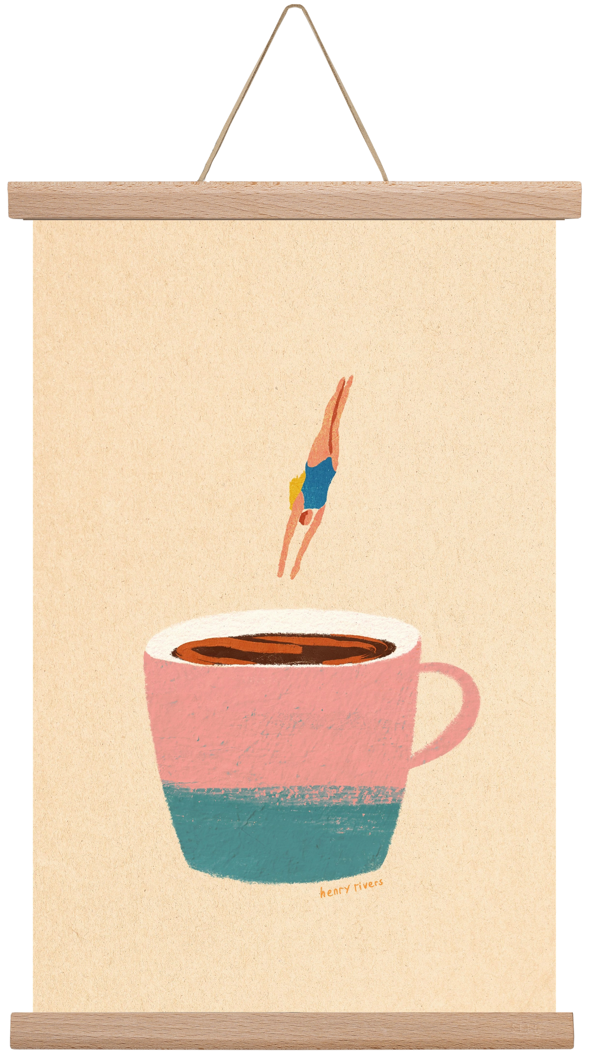 Hello Coffee, 30x45 cm (30x45 cm), Tölgy akasztó