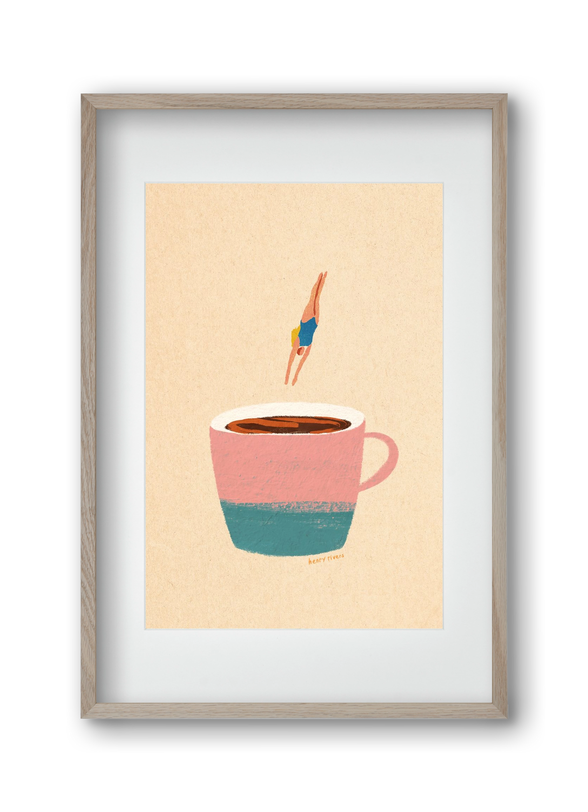 Hello Coffee, 30x45 cm (20x30 cm), Tölgy keret, paszpartuval