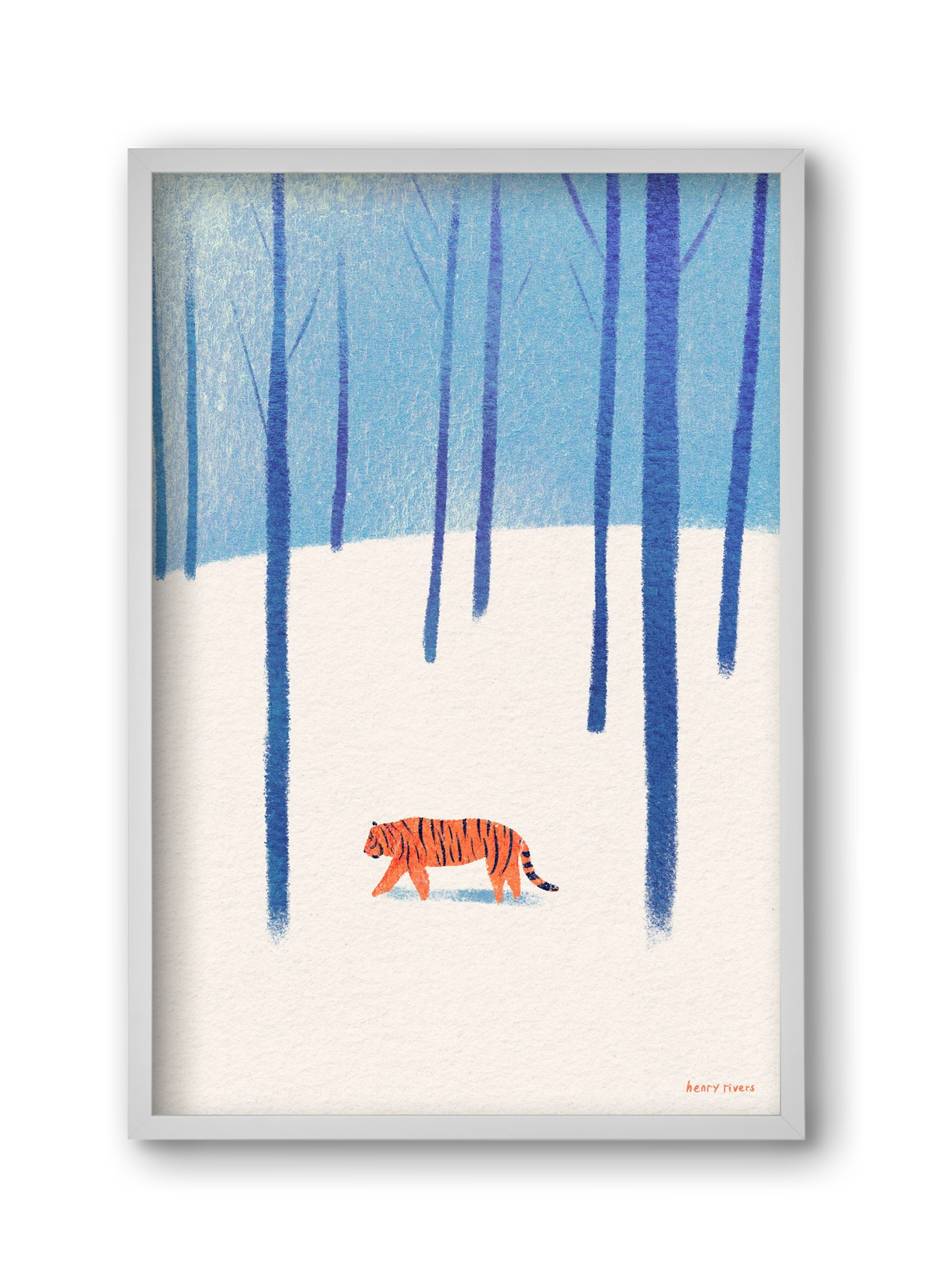 Tiger in the snow, 30x45 cm (30x45 cm), Fehér keret