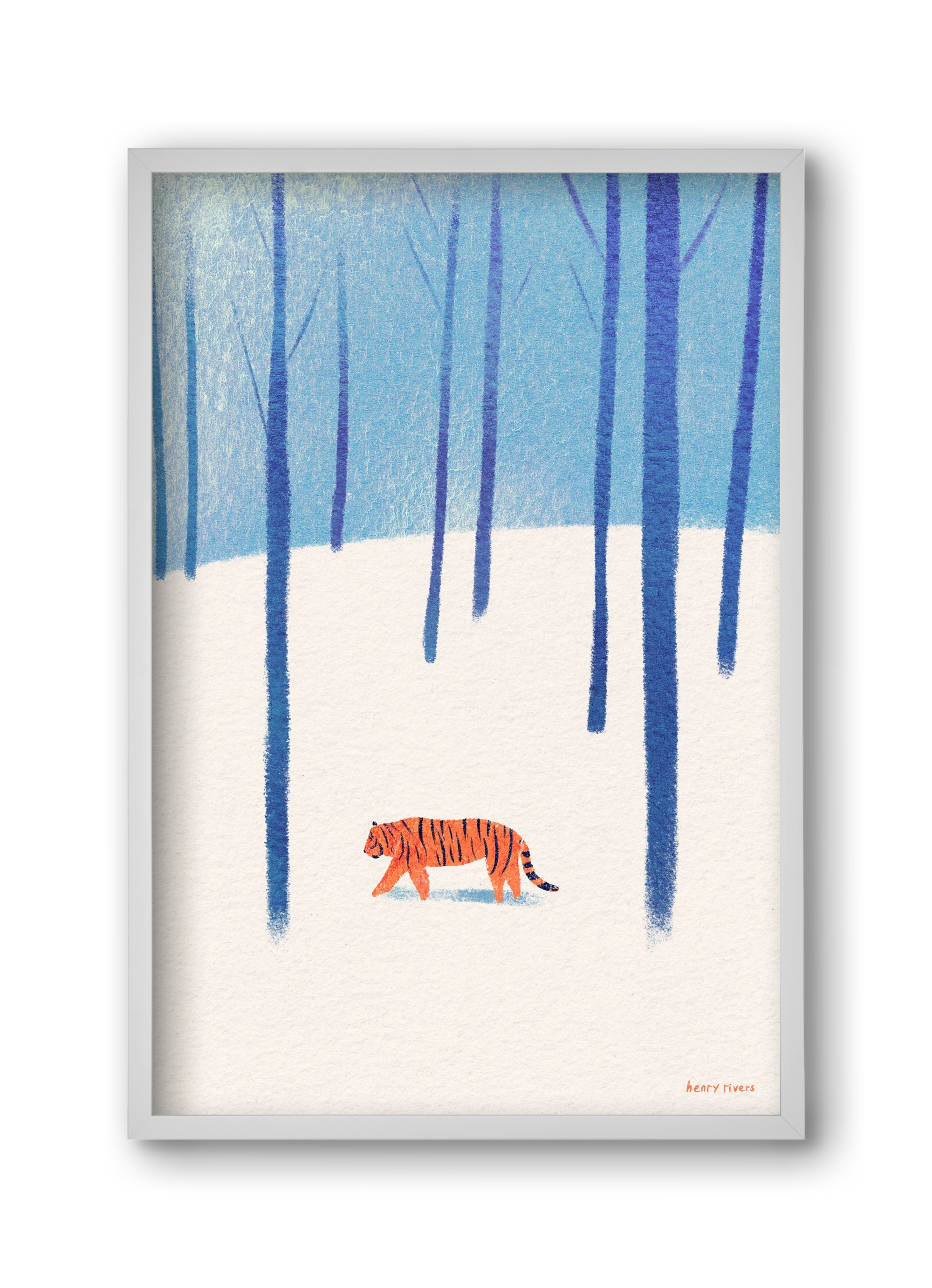 Tiger in the snow, 30x45 cm (30x45 cm), Fehér keret