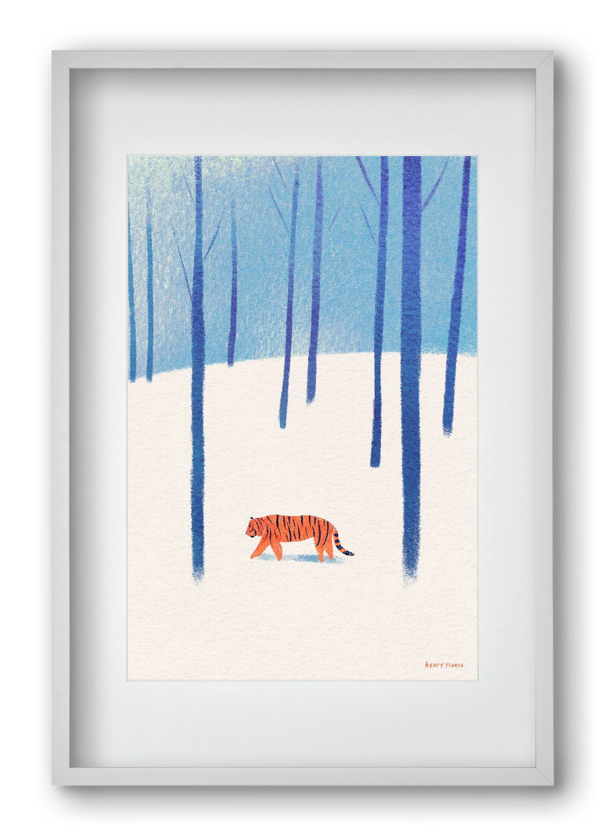 Tiger in the snow, 40x60 cm (30x45 cm), Fehér keret, paszpartuval