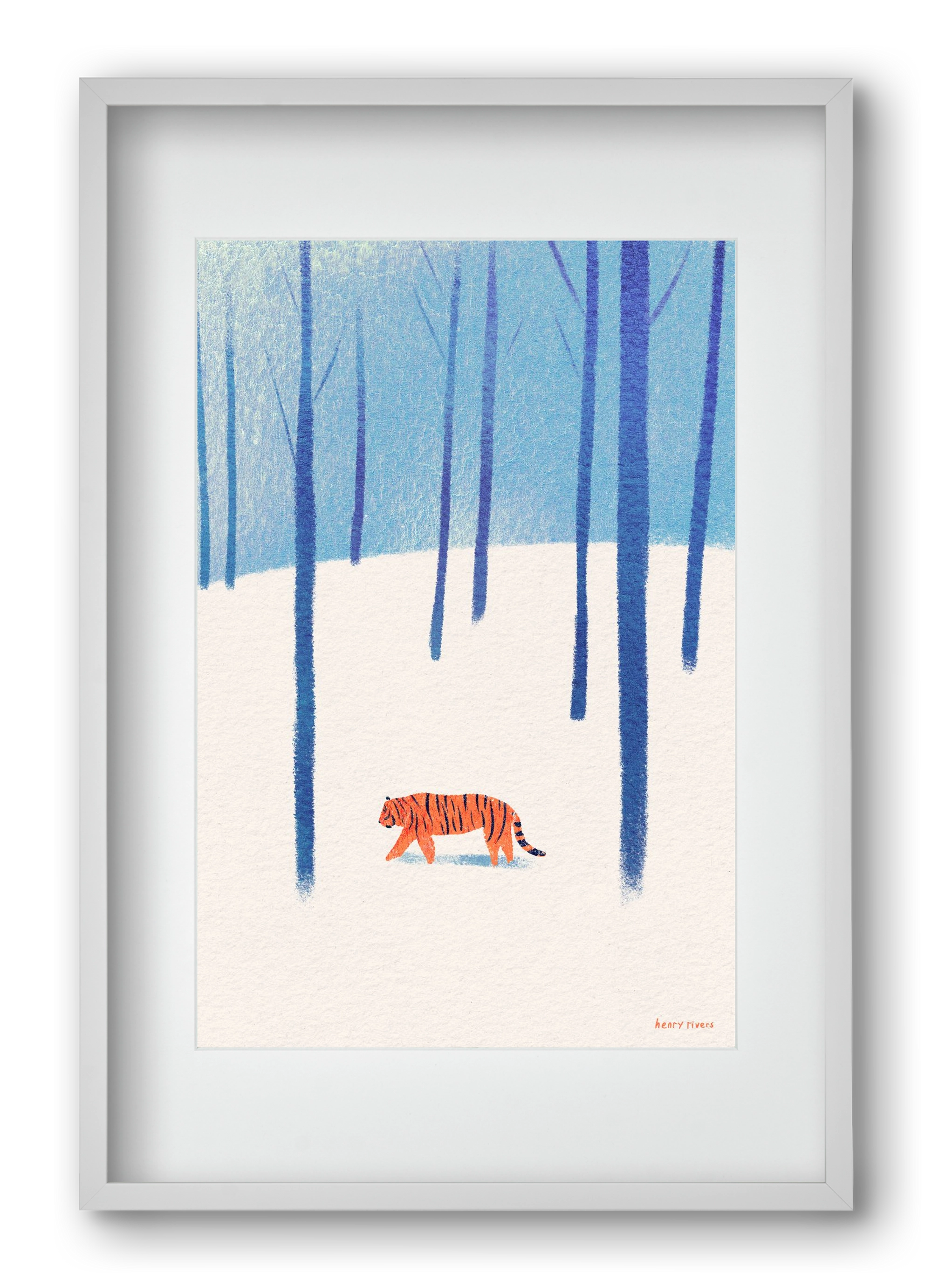 Tiger in the snow, 40x60 cm (30x45 cm), Fehér keret, paszpartuval