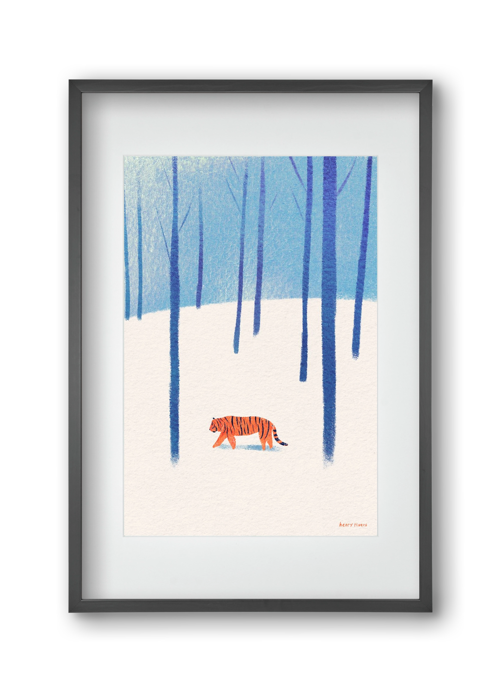 Tiger in the snow, 30x45 cm (20x30 cm), Fekete keret, paszpartuval