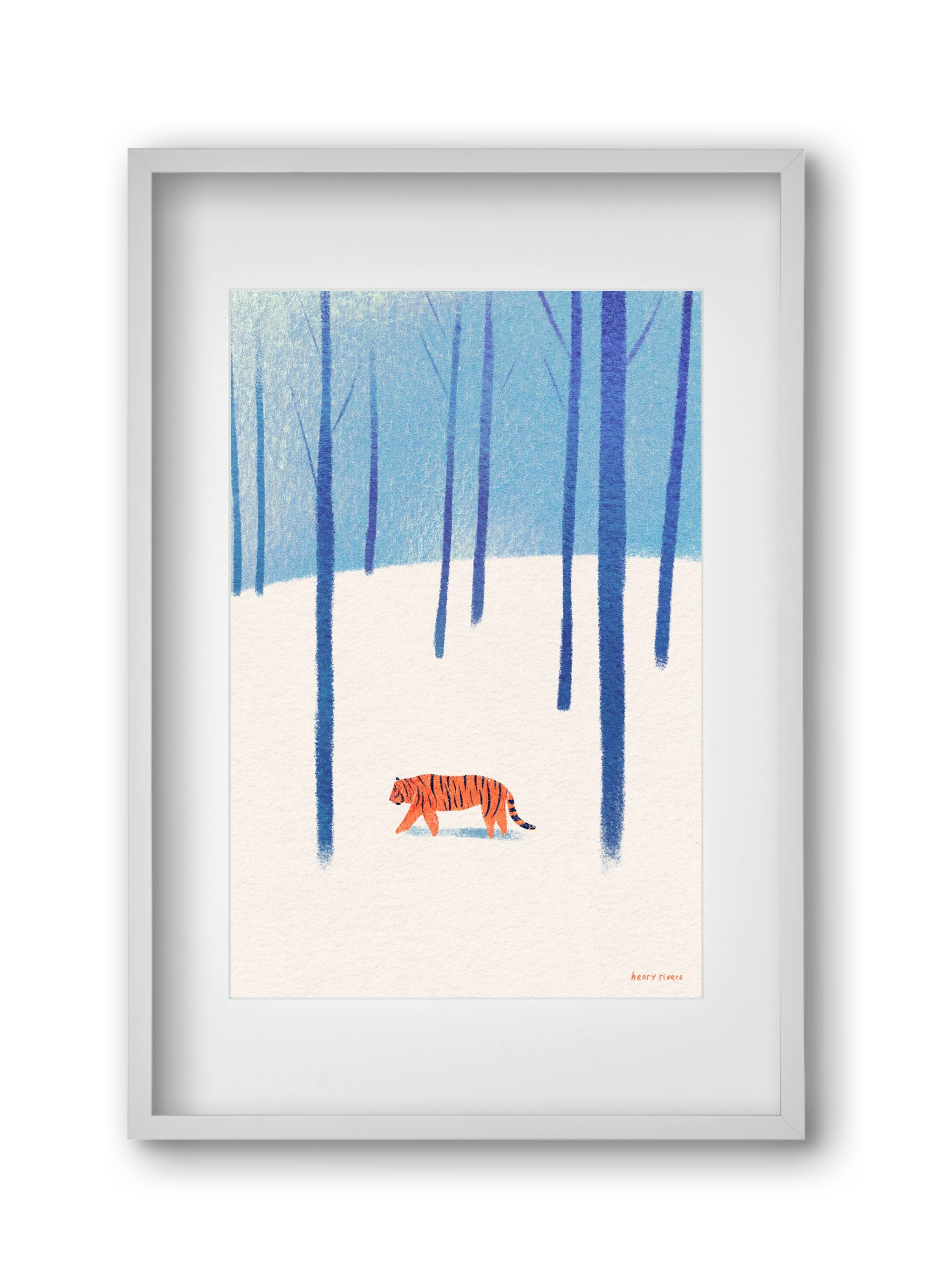 Tiger in the snow, 30x45 cm (20x30 cm), Fehér keret, paszpartuval