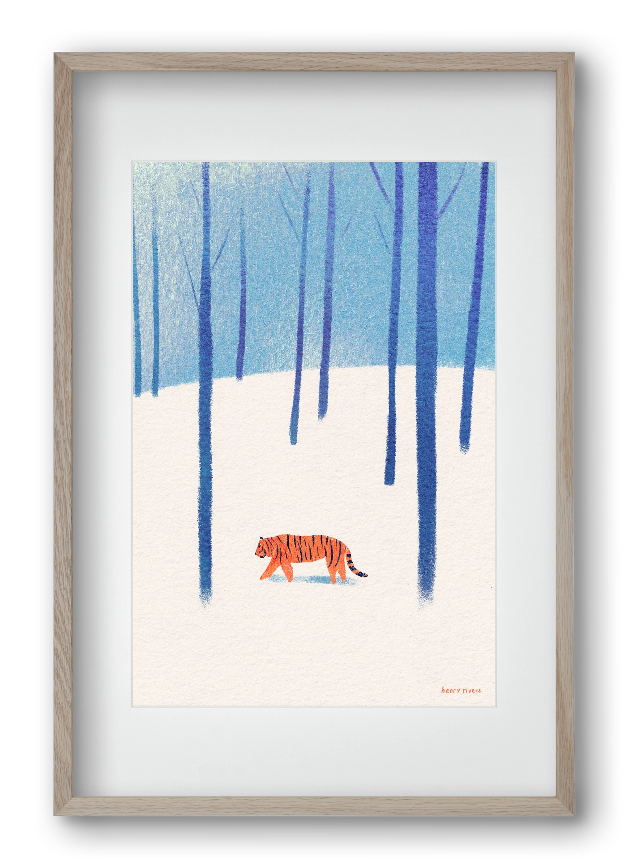 Tiger in the snow, 40x60 cm (30x45 cm), Tölgy keret, paszpartuval