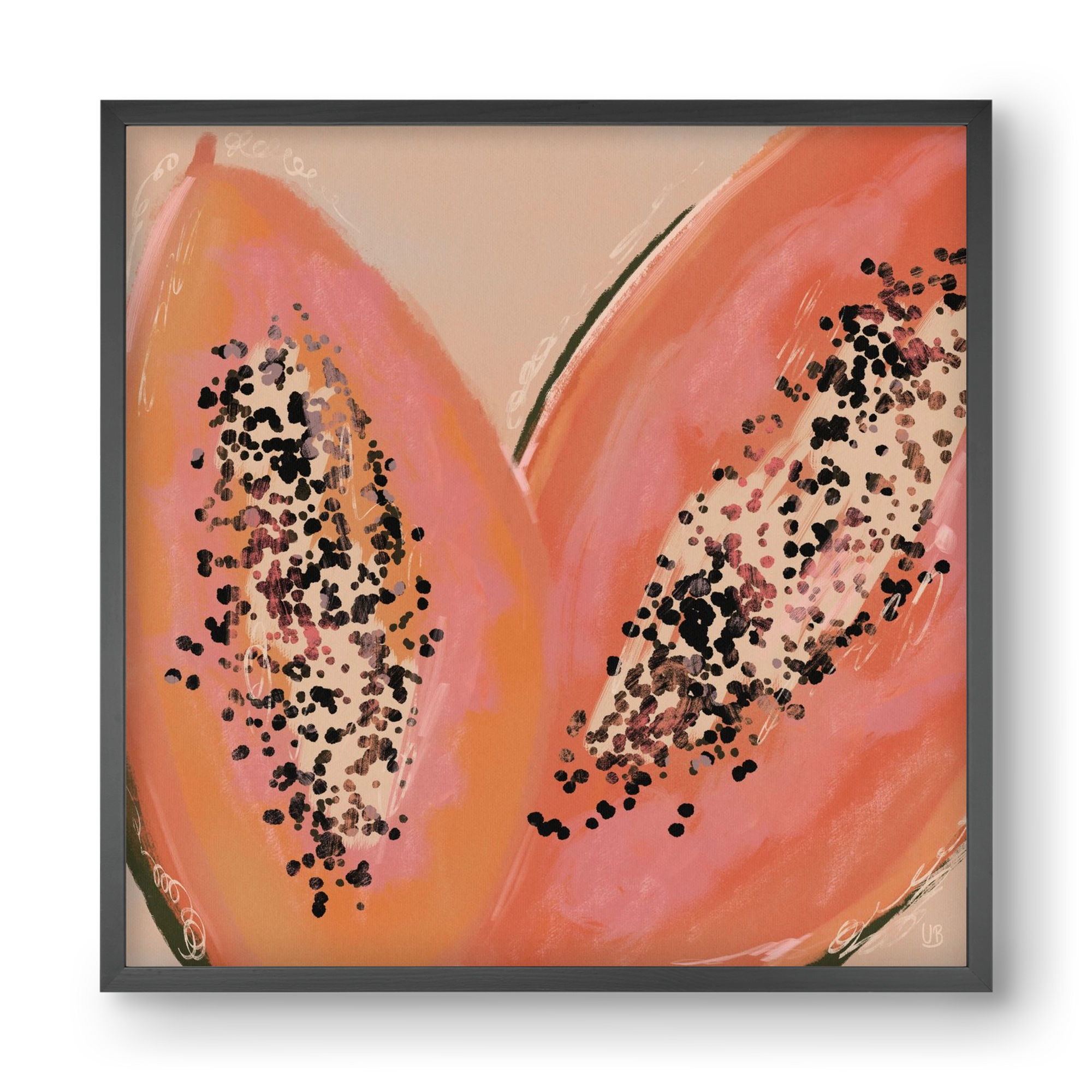 Pink Papaya, 40x40 cm (40x40 cm), Fekete keret