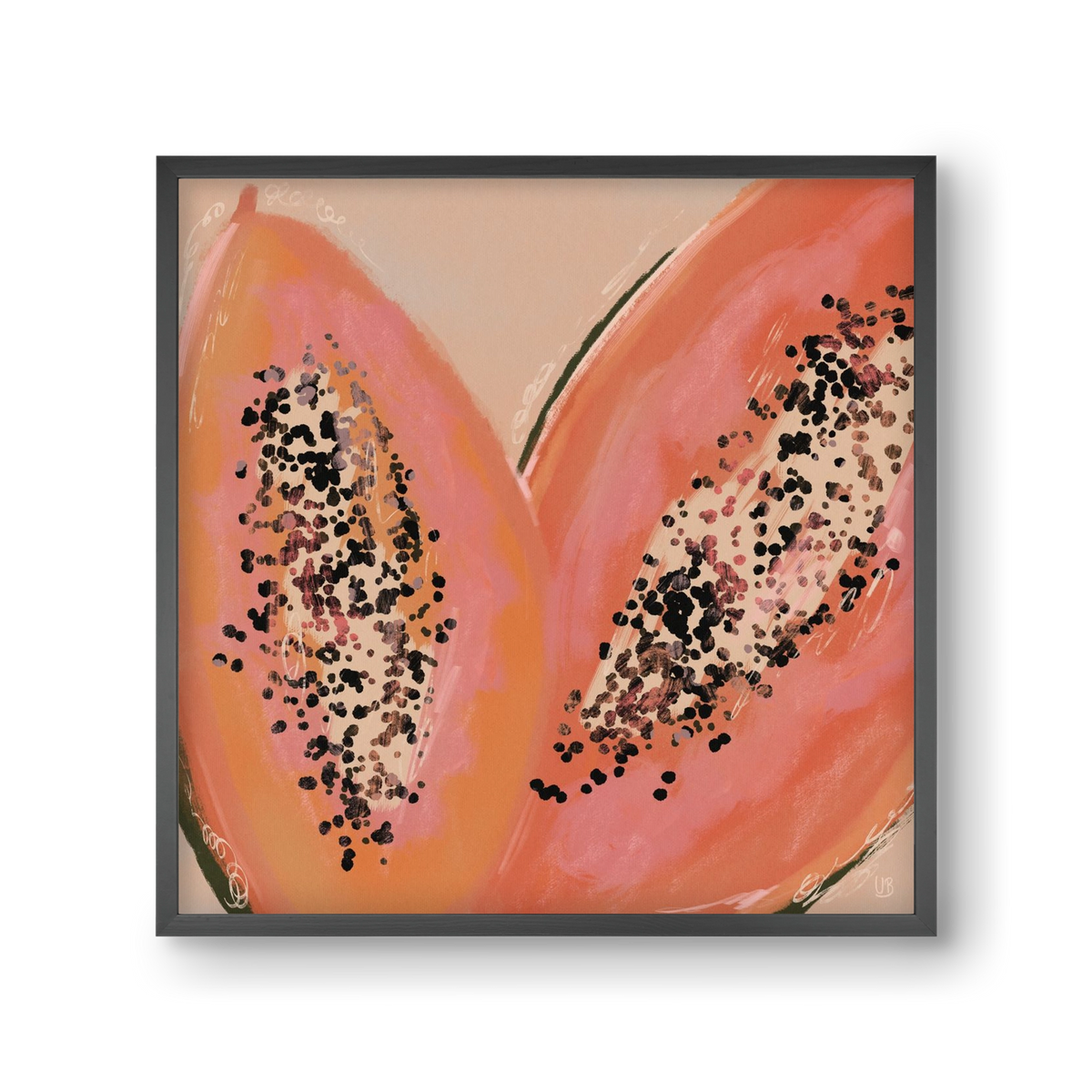 Pink Papaya, 30x30 cm (30x30 cm), Fekete keret