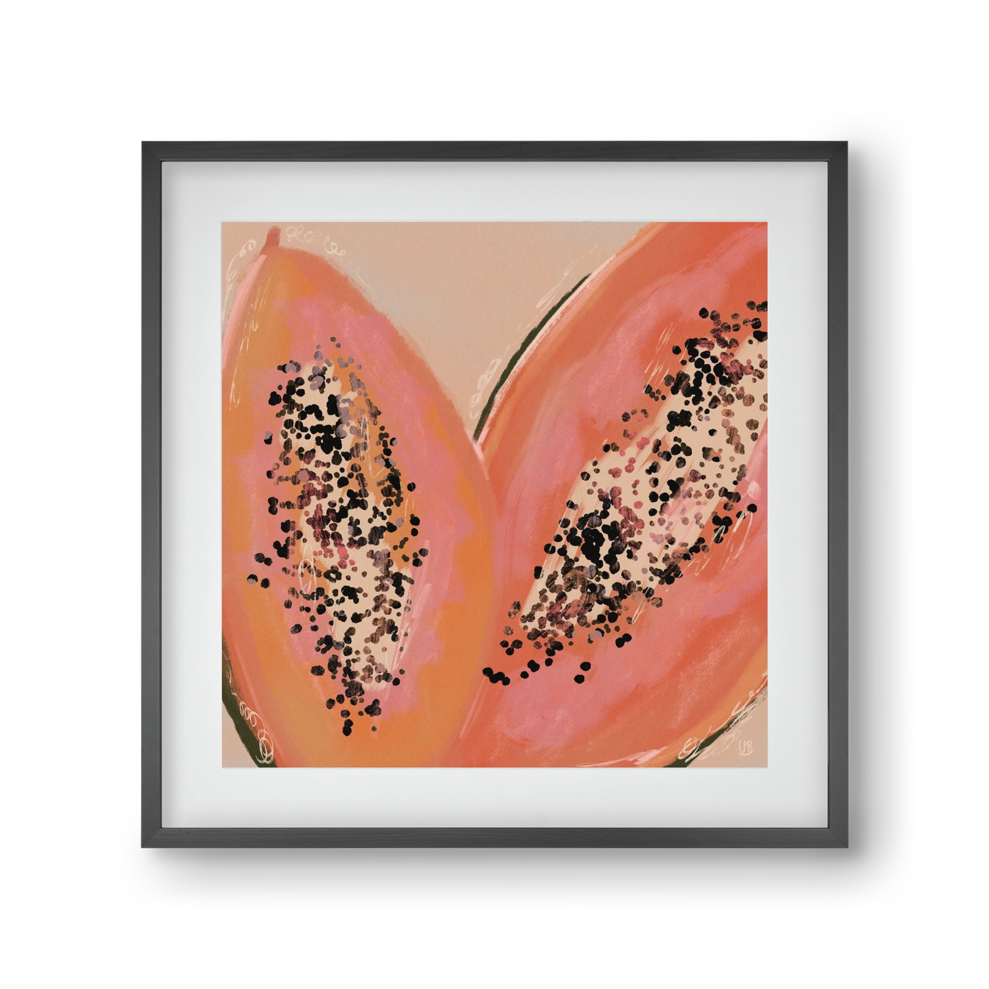 Pink Papaya, 30x30 cm (20x20 cm), Fekete keret, paszpartuval