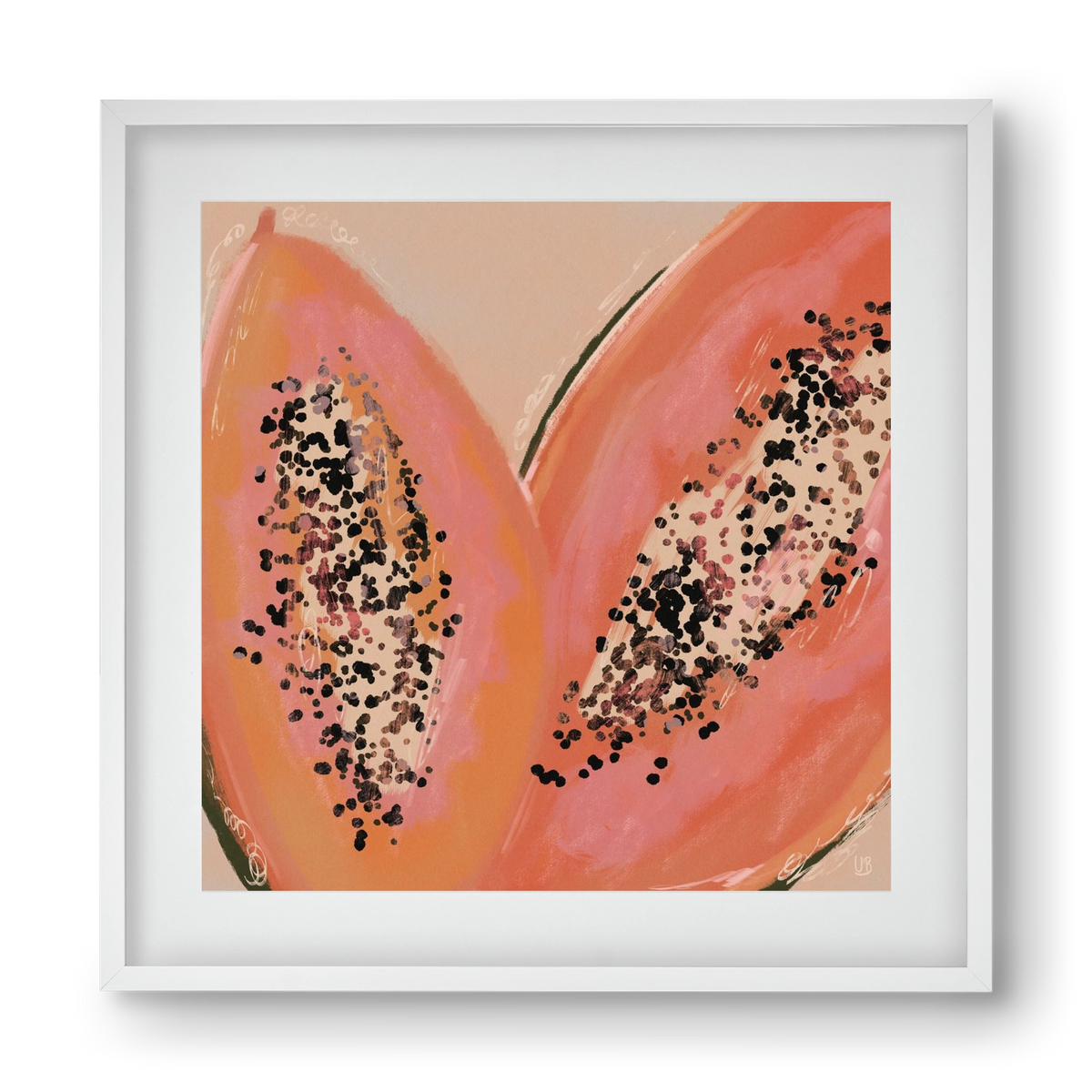Pink Papaya, 40x40 cm (30x30 cm), Fehér keret, paszpartuval