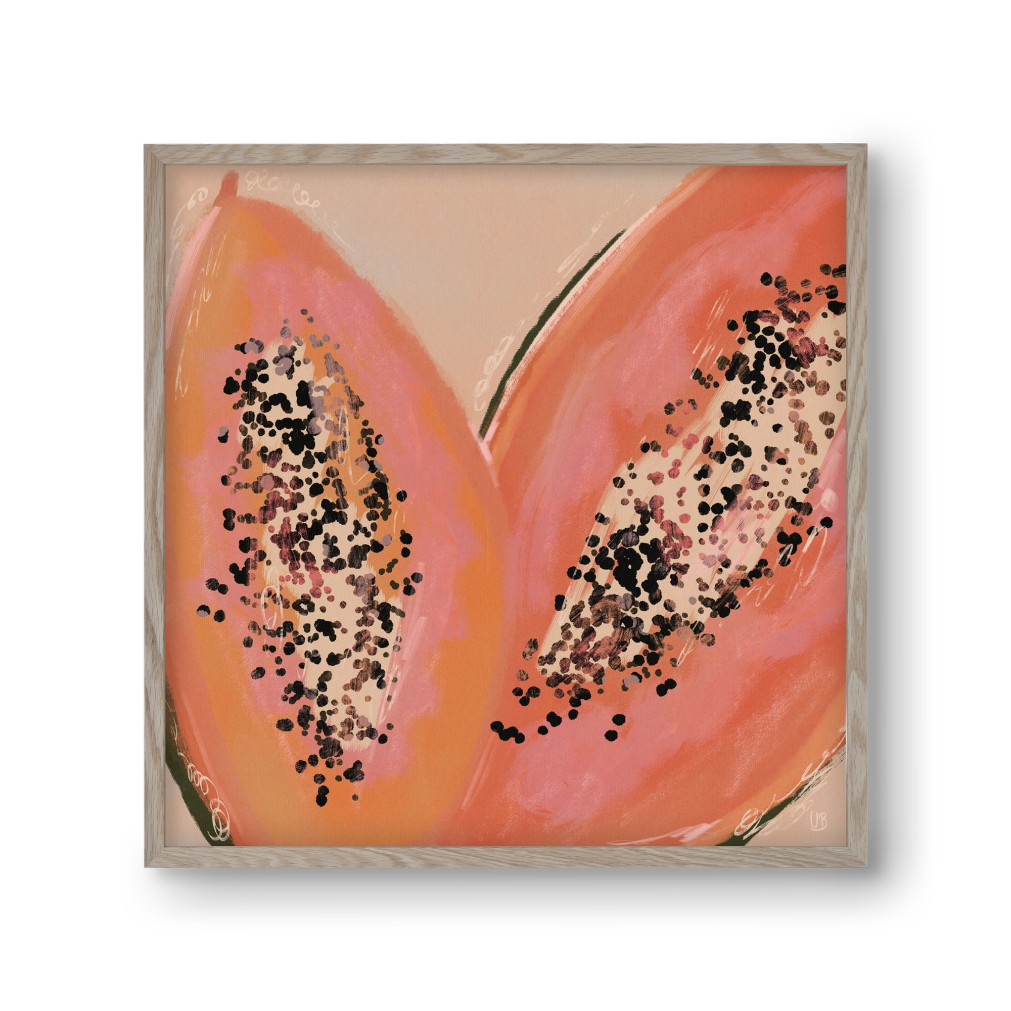 Pink Papaya, 30x30 cm (30x30 cm), Tölgy keret