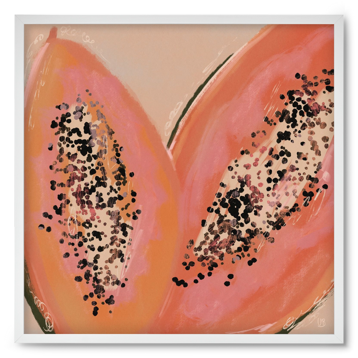 Pink Papaya, 50x50 cm (50x50 cm), Fehér keret