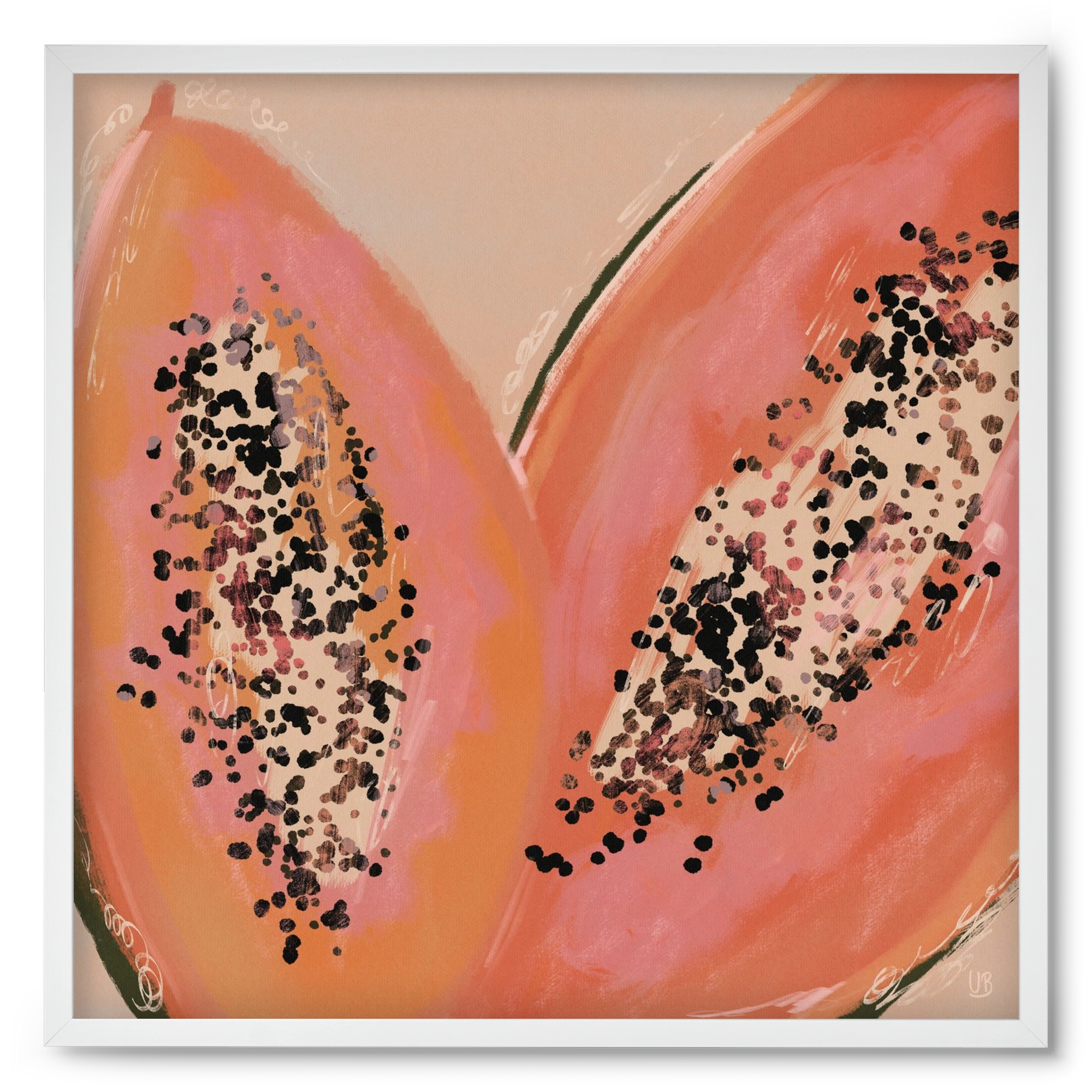 Pink Papaya, 50x50 cm (50x50 cm), Fehér keret