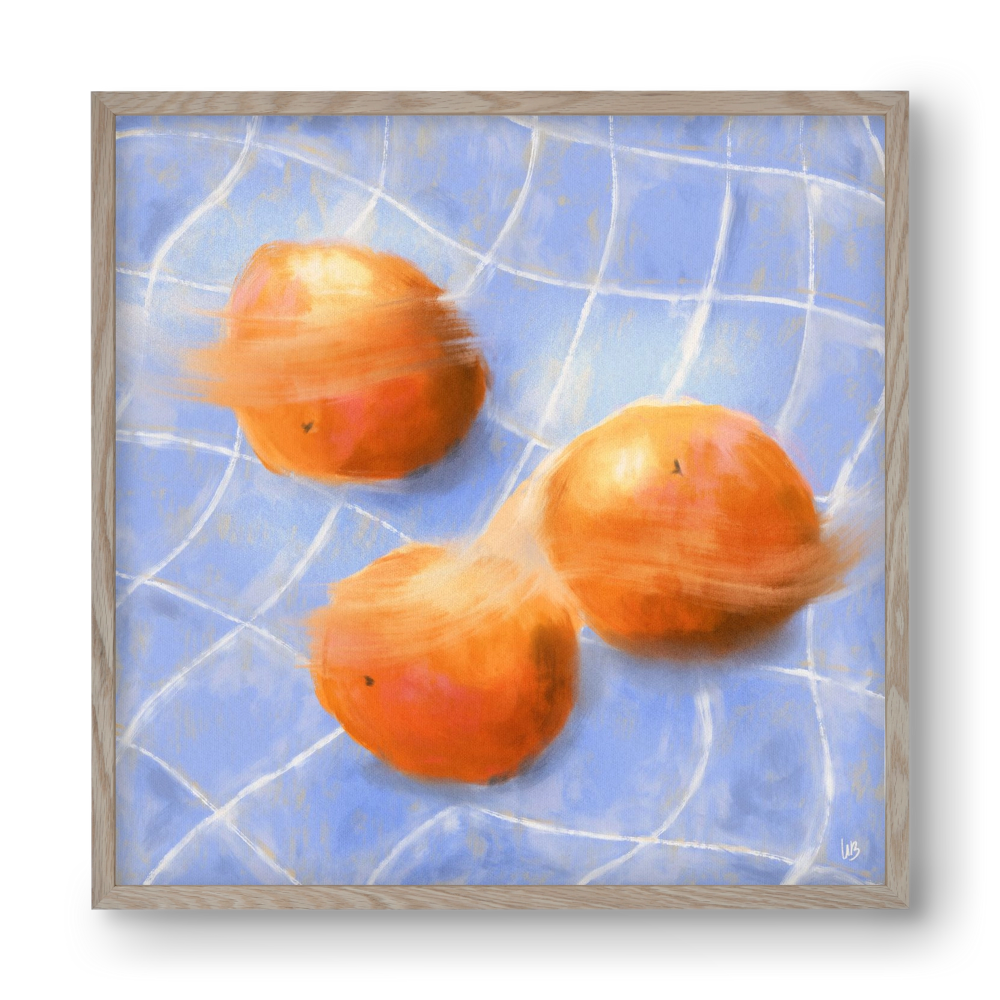 Orange Trio, 40x40 cm (40x40 cm), Tölgy keret