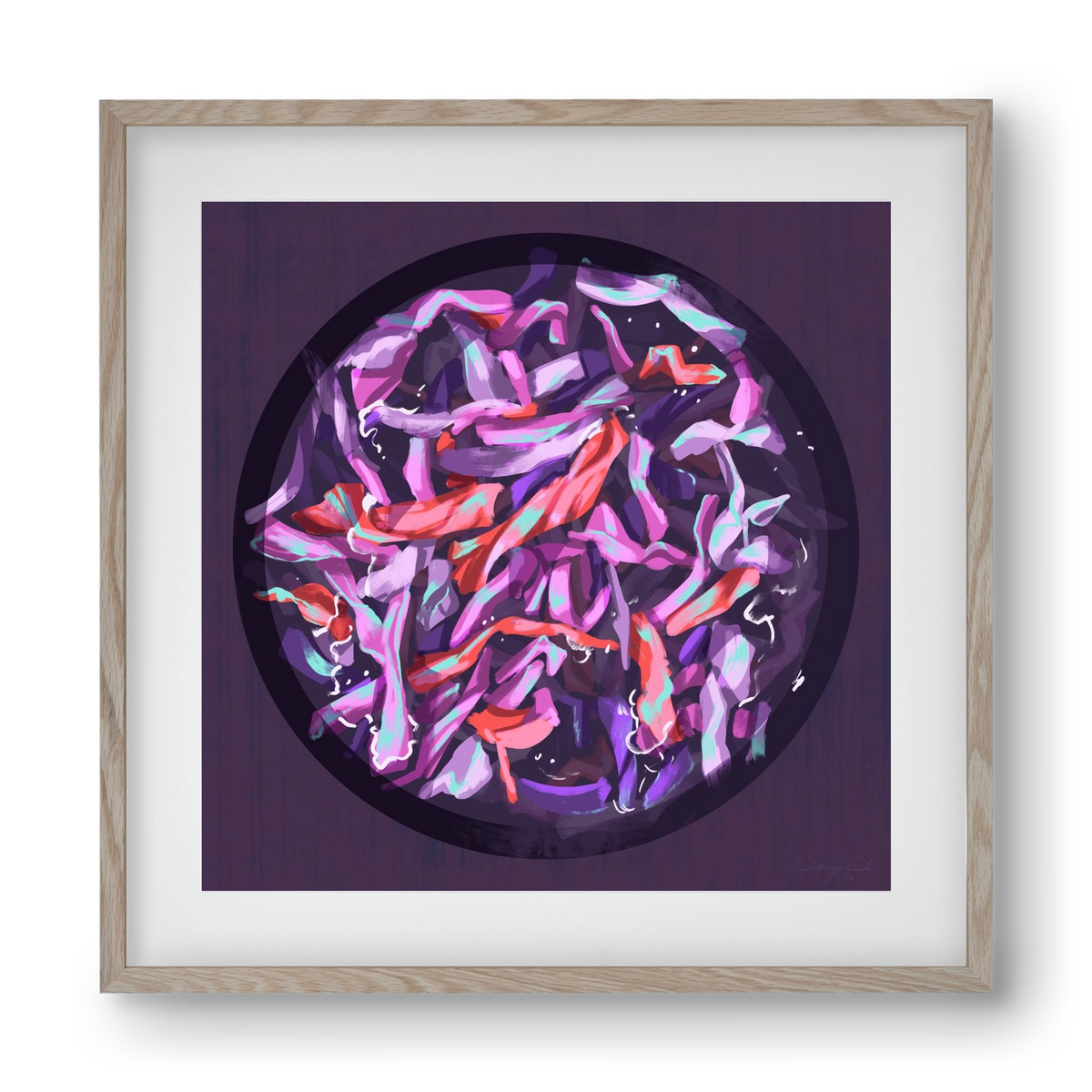 Teakör, 40x40 cm (30x30 cm), Tölgy keret, paszpartuval