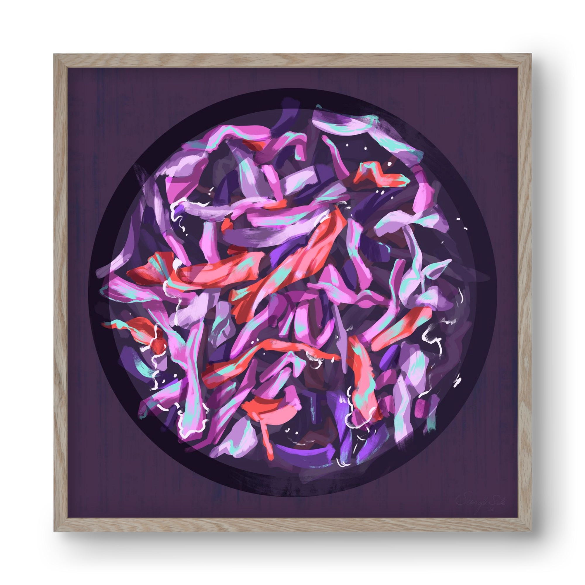 Teakör, 40x40 cm (40x40 cm), Tölgy keret