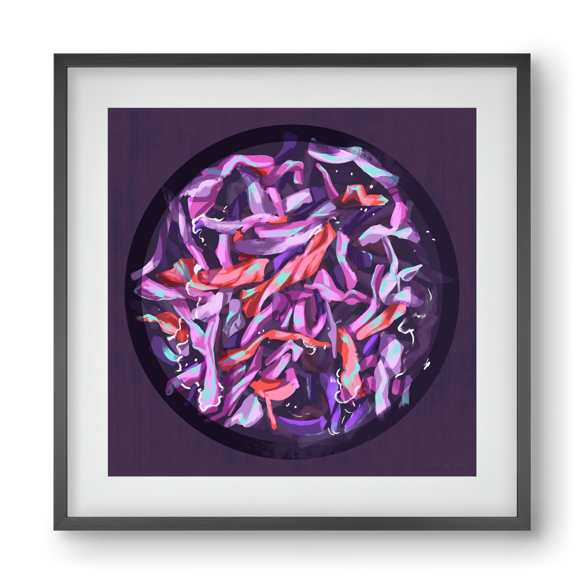 Teakör, 40x40 cm (30x30 cm), Fekete keret, paszpartuval