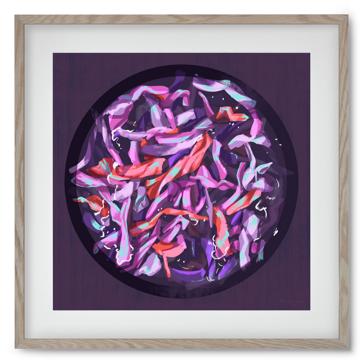 Teakör, 50x50 cm (40x40 cm), Tölgy keret, paszpartuval