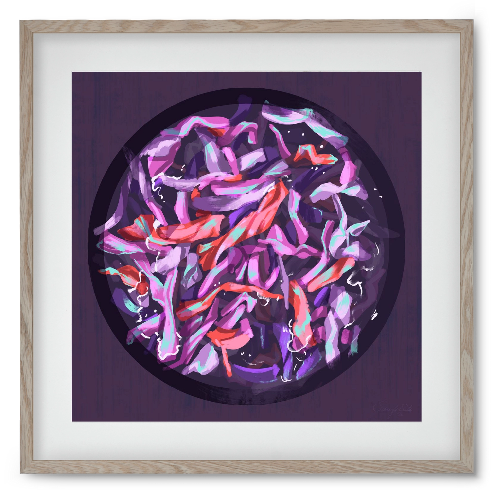 Teakör, 50x50 cm (40x40 cm), Tölgy keret, paszpartuval