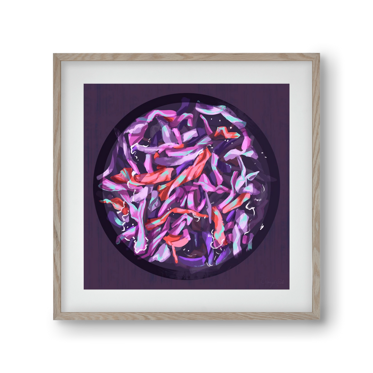 Teakör, 30x30 cm (20x20 cm), Tölgy keret, paszpartuval