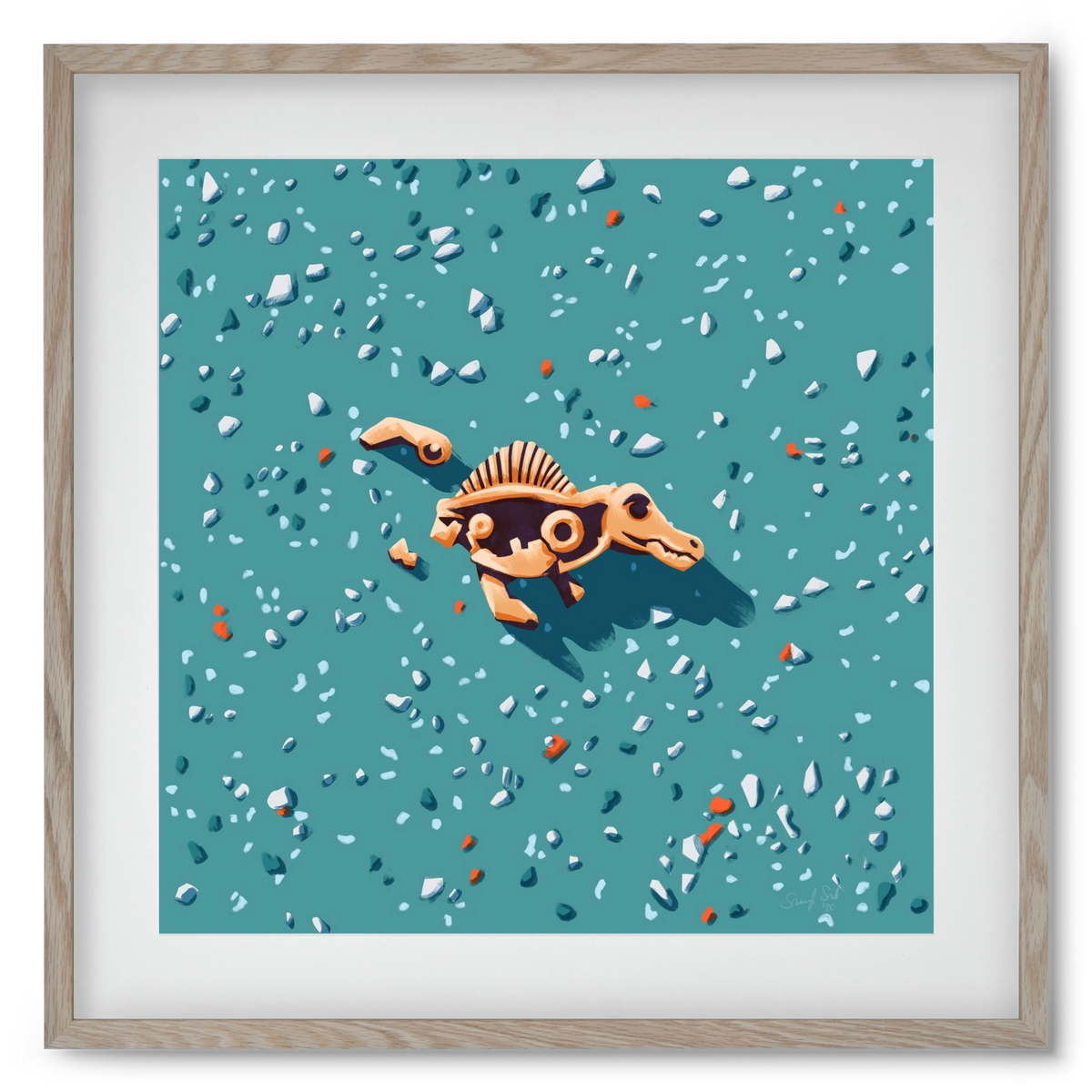 Lelet, 50x50 cm (40x40 cm), Tölgy keret, paszpartuval