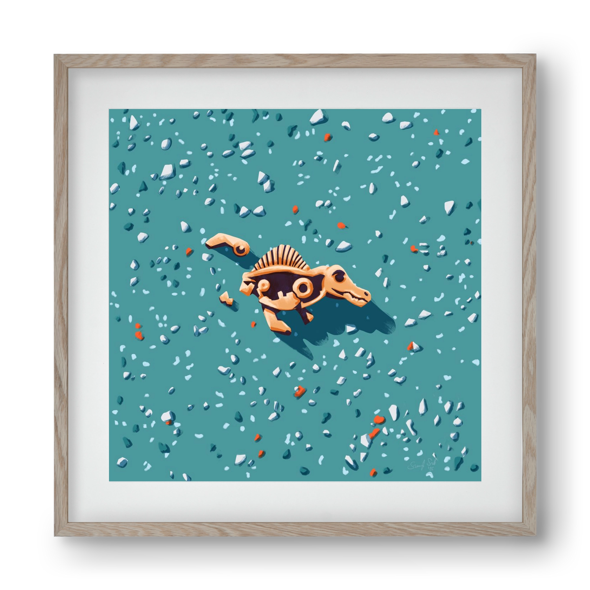 Lelet, 40x40 cm (30x30 cm), Tölgy keret, paszpartuval