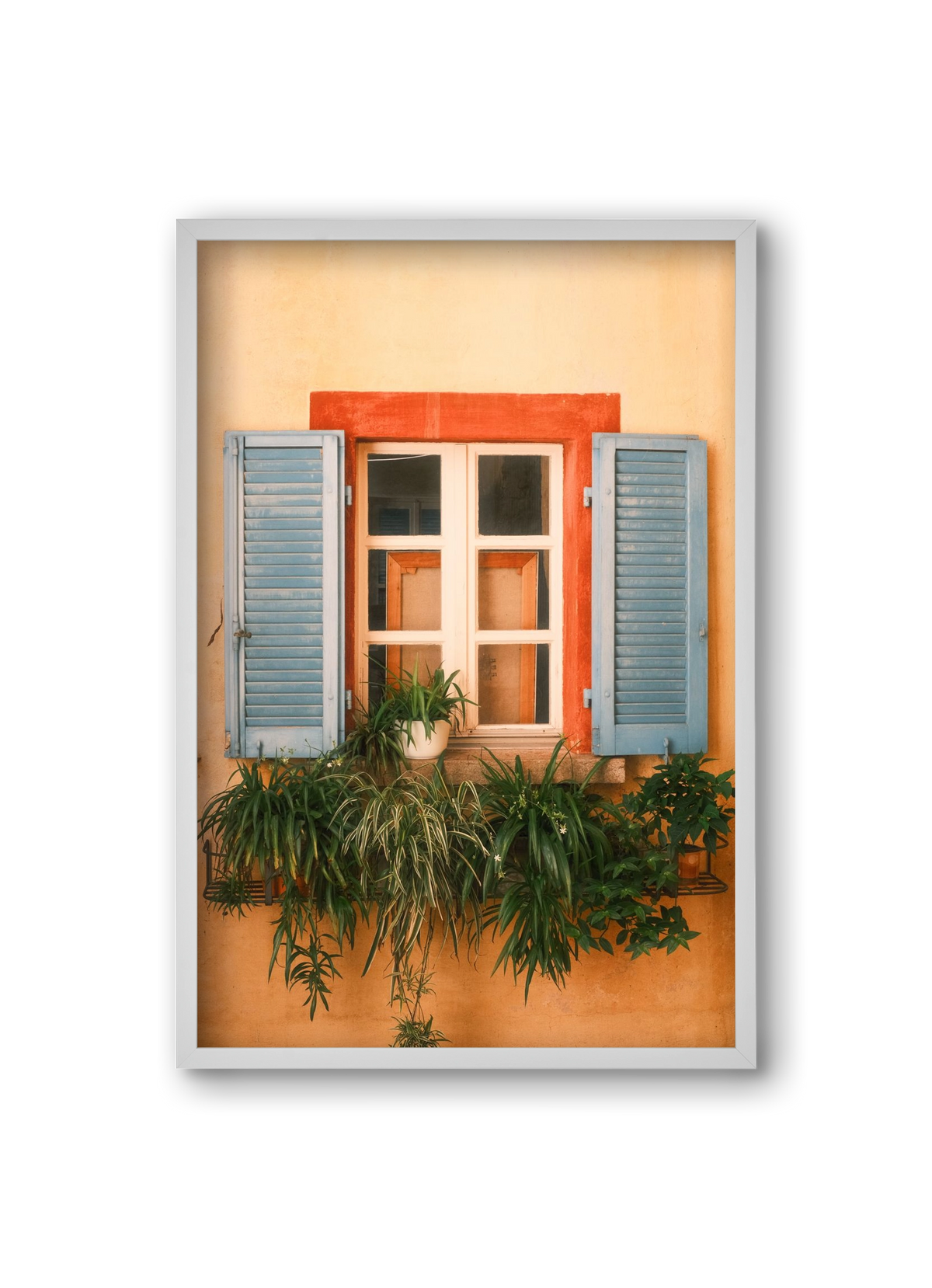 Virágos mediterrán ablak Gandria szigetén – Lugano, Svájc, 20x30 cm (20x30 cm), Fehér keret