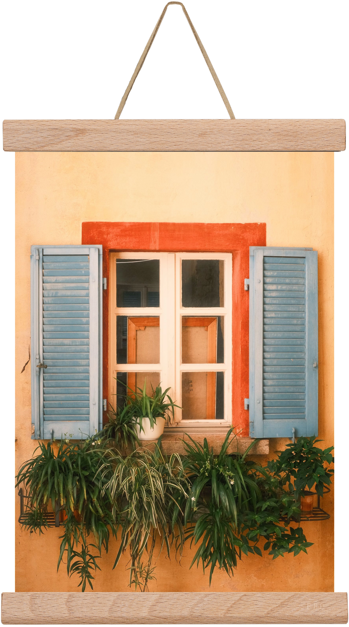 Virágos mediterrán ablak Gandria szigetén – Lugano, Svájc, 20x30 cm (20x30 cm), Tölgy akasztó