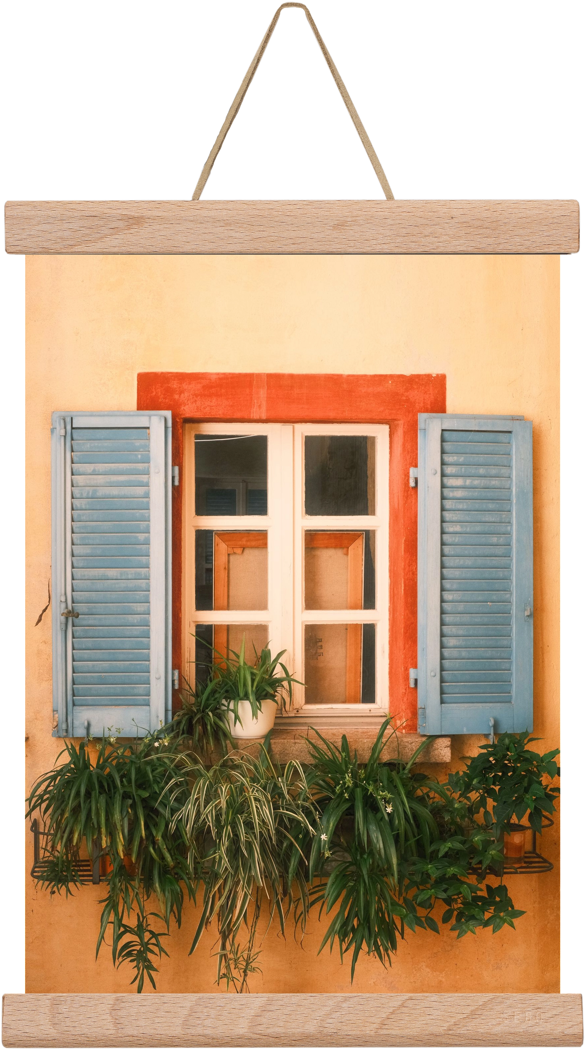 Virágos mediterrán ablak Gandria szigetén – Lugano, Svájc, 20x30 cm (20x30 cm), Tölgy akasztó