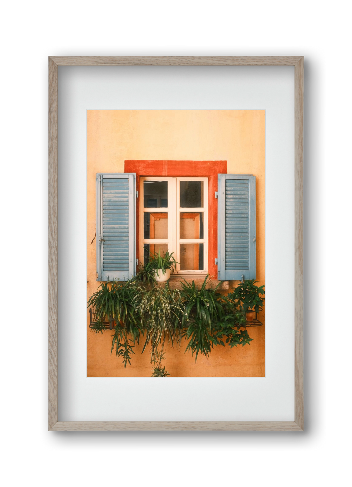 Virágos mediterrán ablak Gandria szigetén – Lugano, Svájc, 30x45 cm (20x30 cm), Tölgy keret, paszpartuval