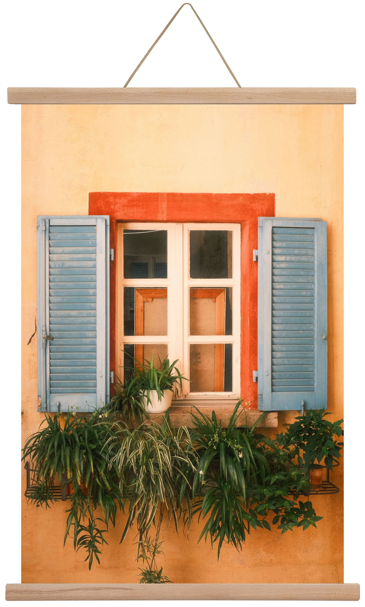 Virágos mediterrán ablak Gandria szigetén – Lugano, Svájc, 40x60 cm (40x60 cm), Tölgy akasztó