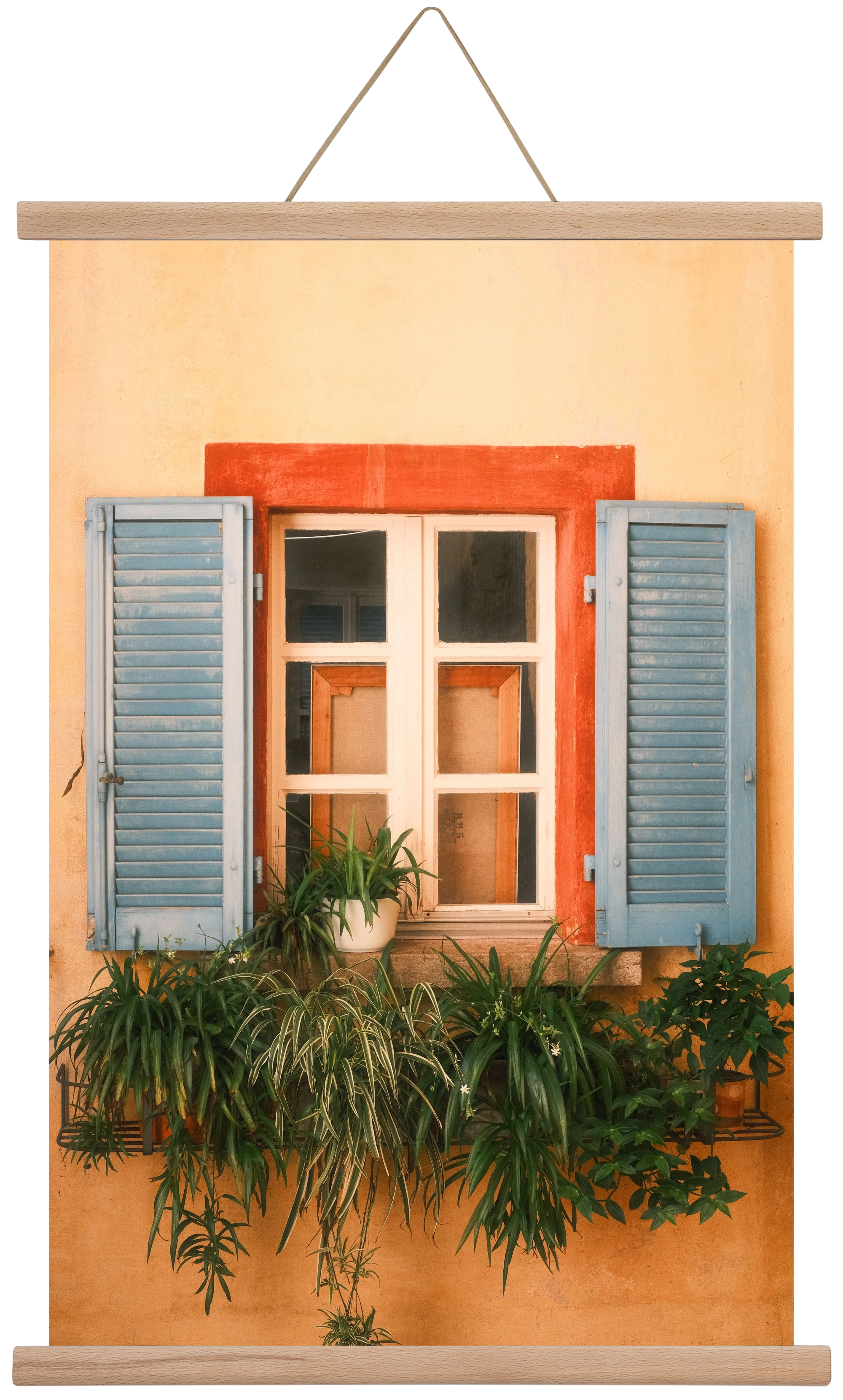 Virágos mediterrán ablak Gandria szigetén – Lugano, Svájc, 40x60 cm (40x60 cm), Tölgy akasztó